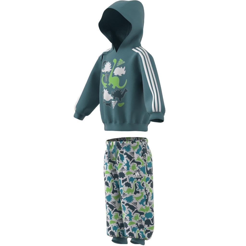Unisex Kids Dino Camo Allover Print French Terry Jogger Set, Turquoise, A901_ONE, large image number 8