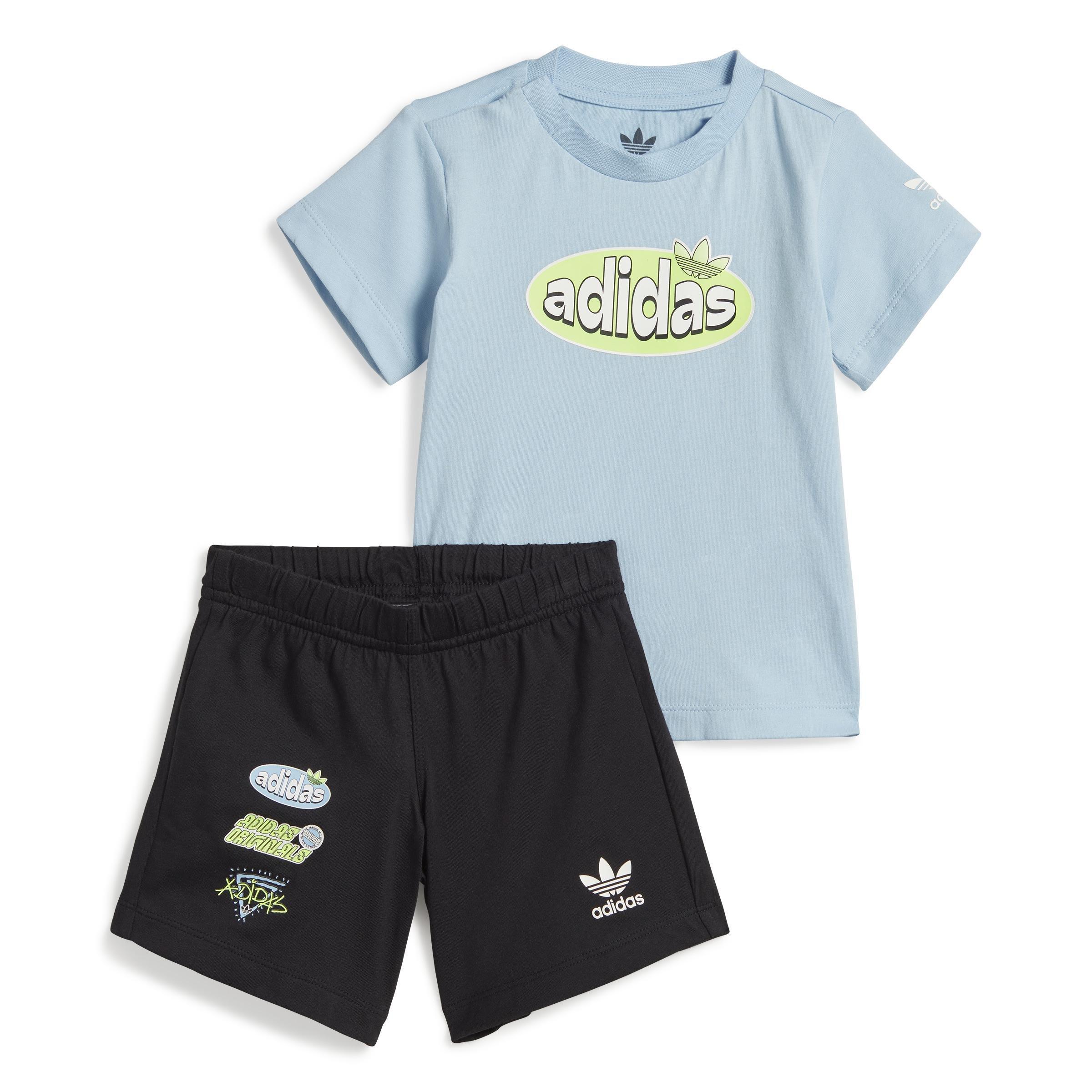 Unisex Graphic Shorts and Tee Set, Blue, A901_ONE, large image number 0