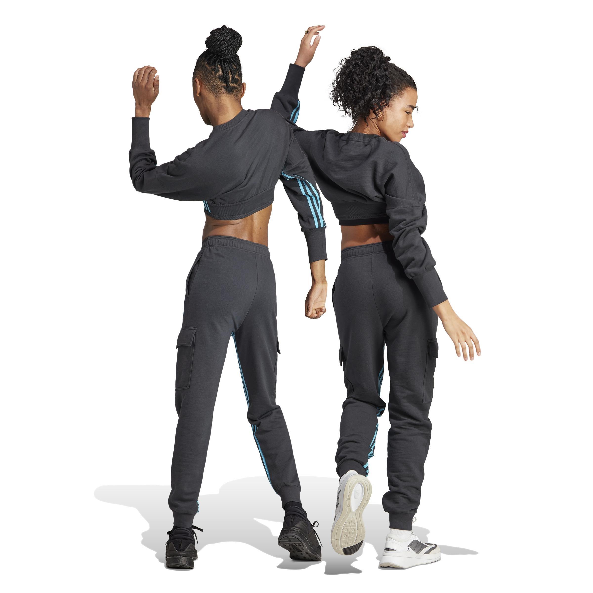 Dance 3-Stripes High-Waisted Tapered Cargo Joggers, Grey, , large image number 3