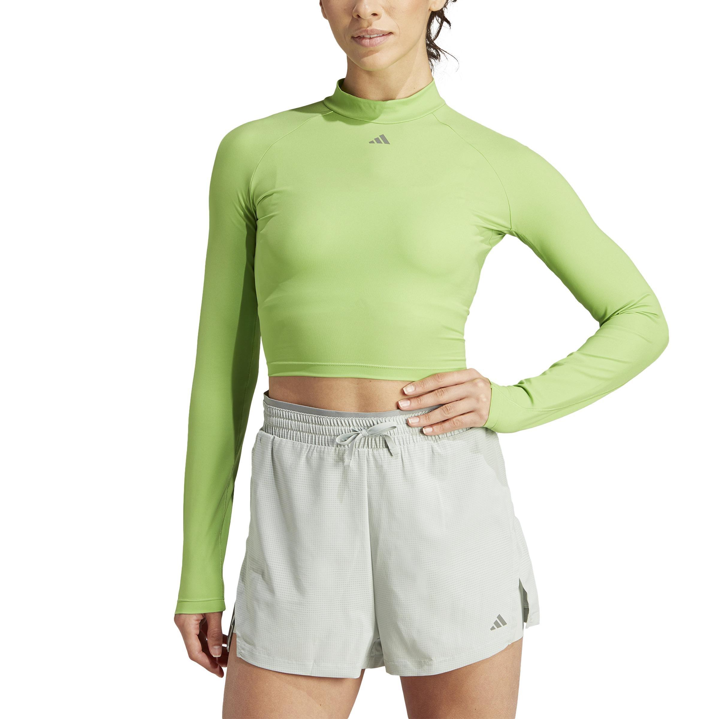 Hiit Heat.Rdy Long-Sleeve Top Crop Top, Green, A901_ONE, large image number 0