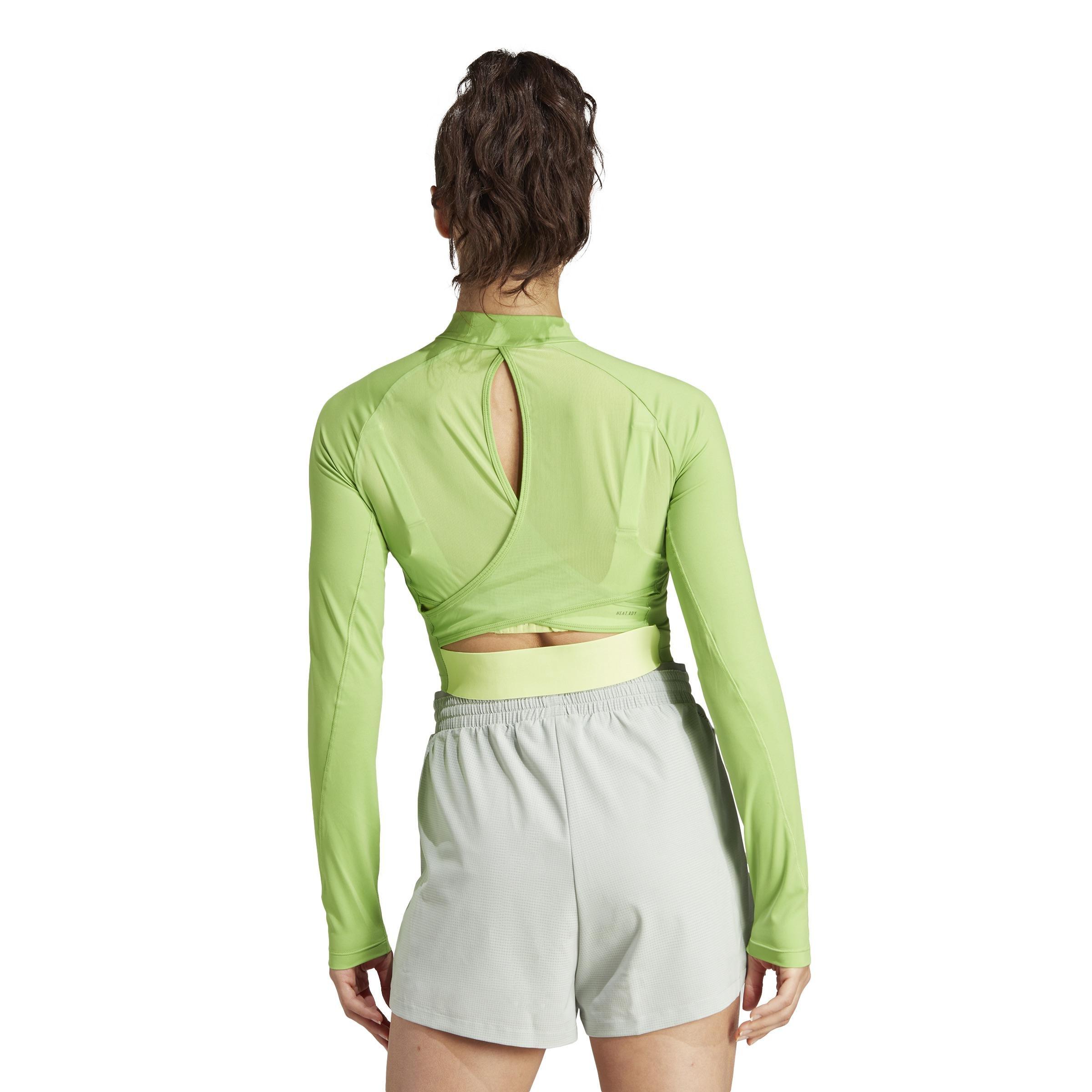 Hiit Heat.Rdy Long-Sleeve Top Crop Top, Green, A901_ONE, large image number 3