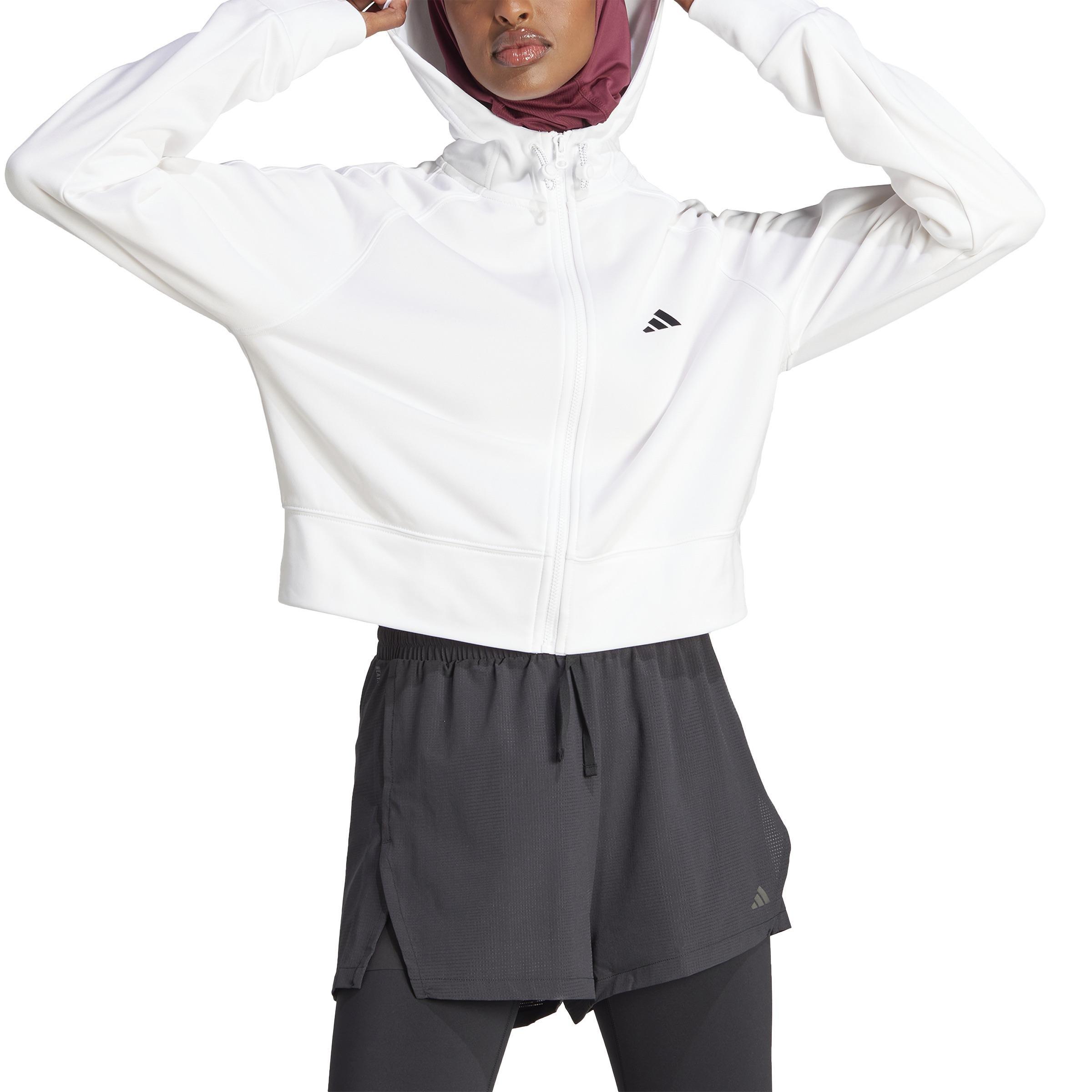 Aeroready Game And Go Full-Zip Hooded Fleece Jacket, White, A901_ONE, large image number 2