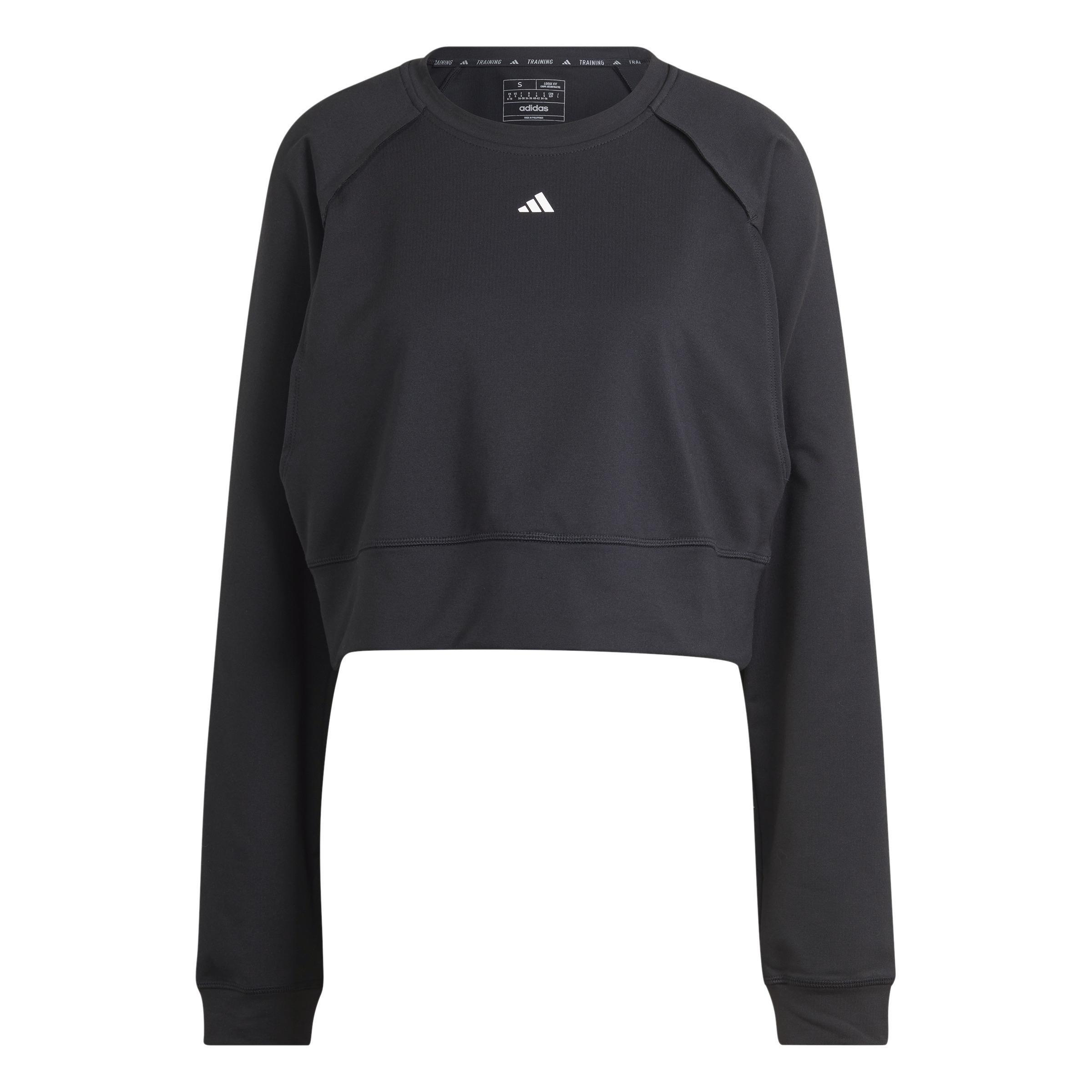 Power Aeroready Crop Cover-Up Sweatshirt, Black, A901_ONE, large image number 0