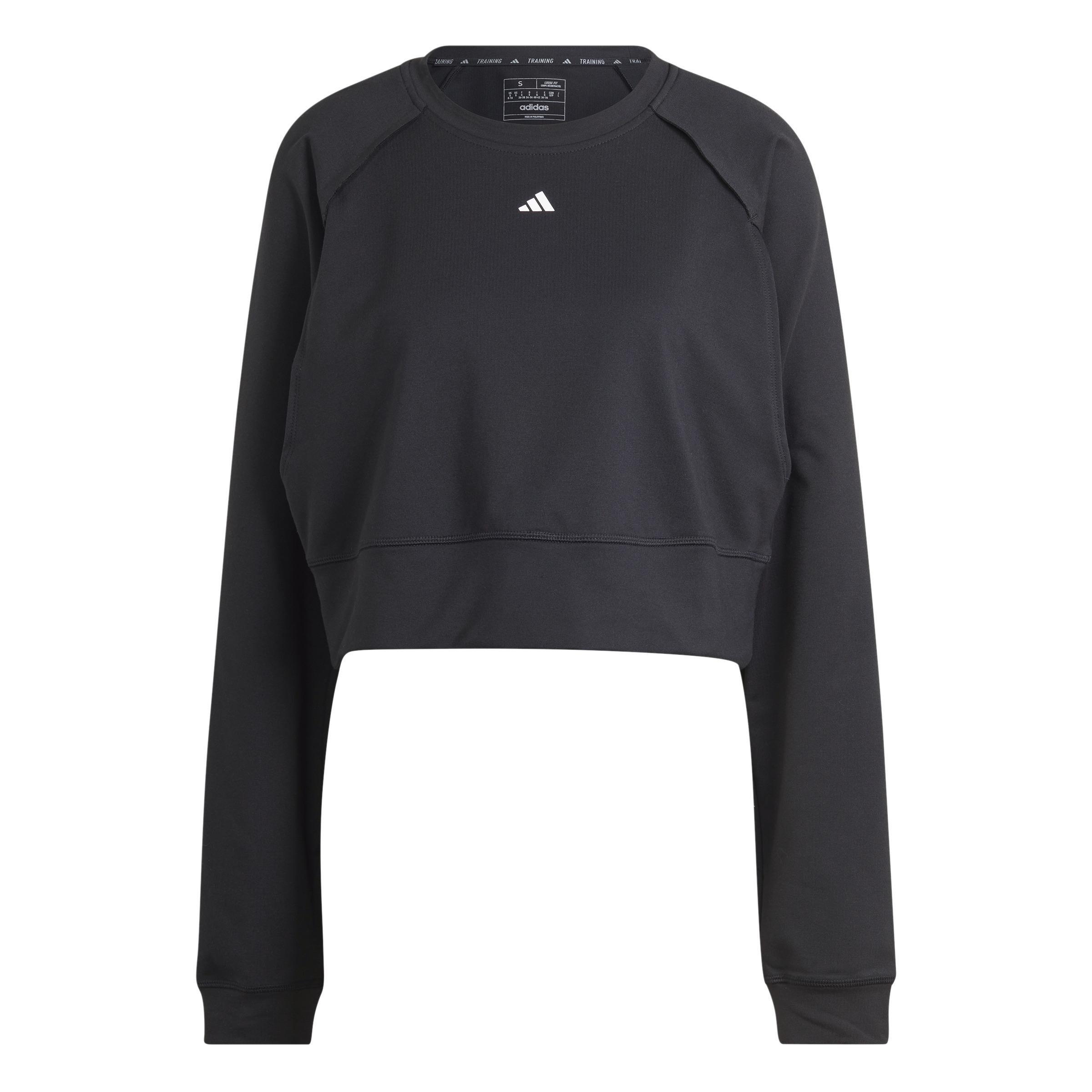 Power Aeroready Crop Cover-Up Sweatshirt, Black, A901_ONE, large image number 2