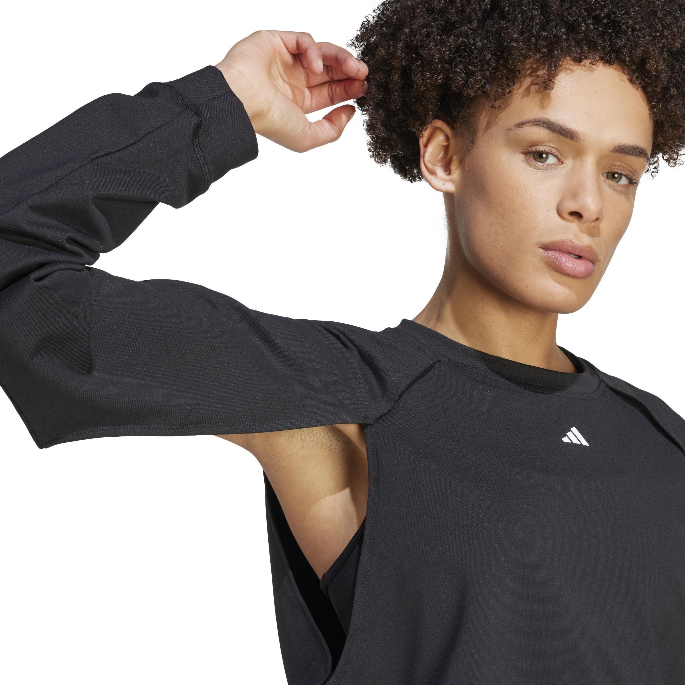 Power Aeroready Crop Cover-Up Sweatshirt, Black, , large image number 6