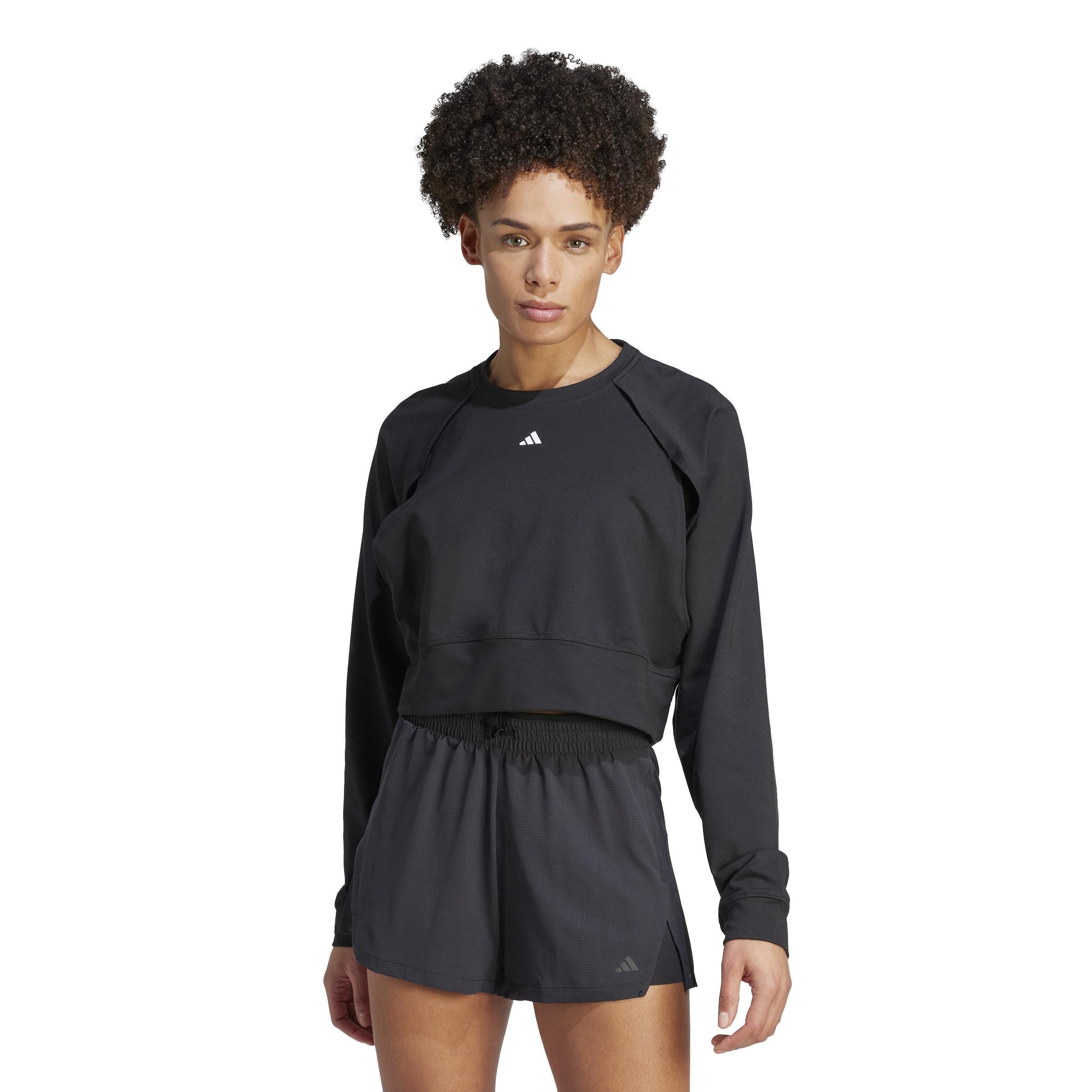 Power Aeroready Crop Cover-Up Sweatshirt, Black, , large image number 10