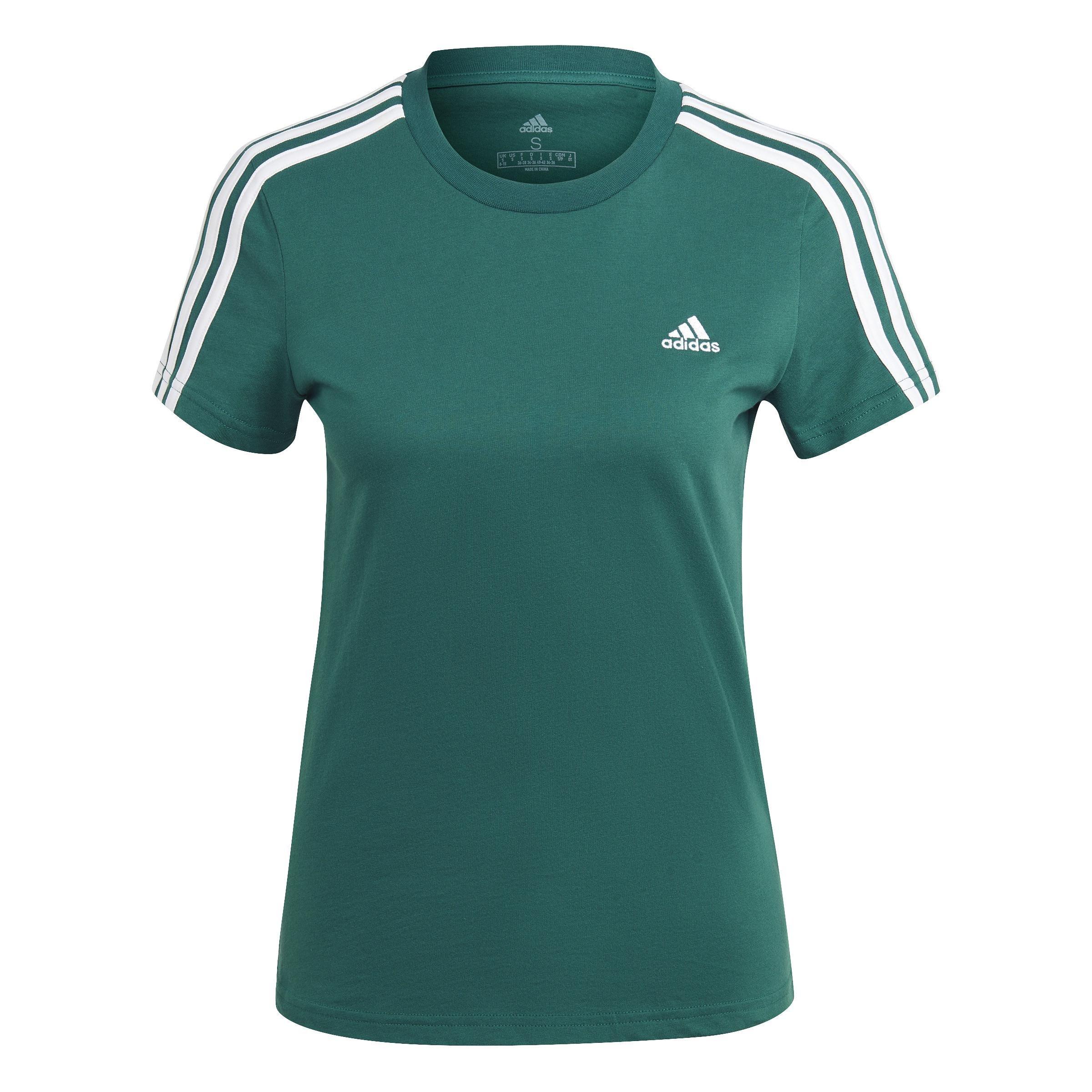 Essentials Slim 3-Stripes T-Shirt, Green, A901_ONE, large image number 0