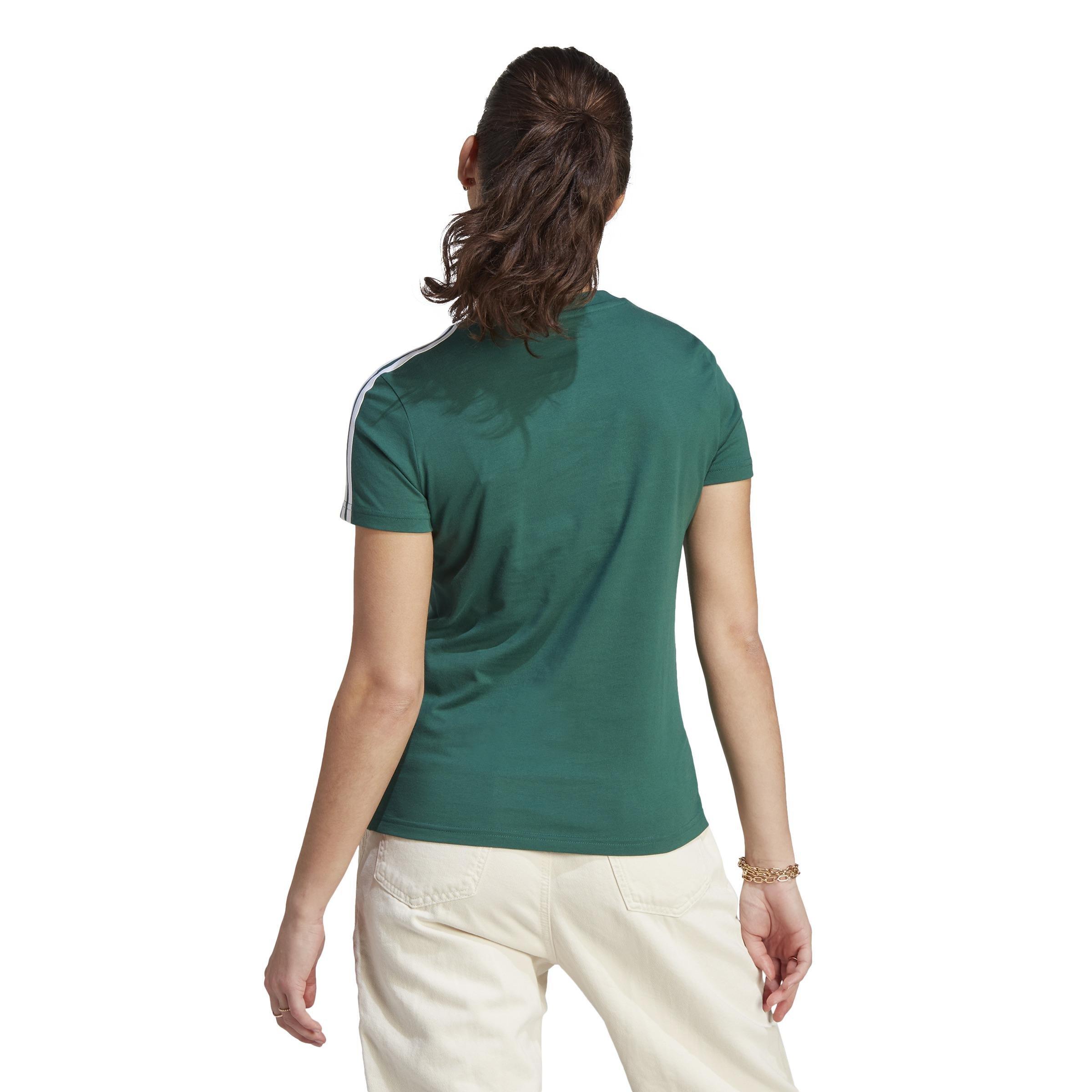 Essentials Slim 3-Stripes T-Shirt, Green, A901_ONE, large image number 3