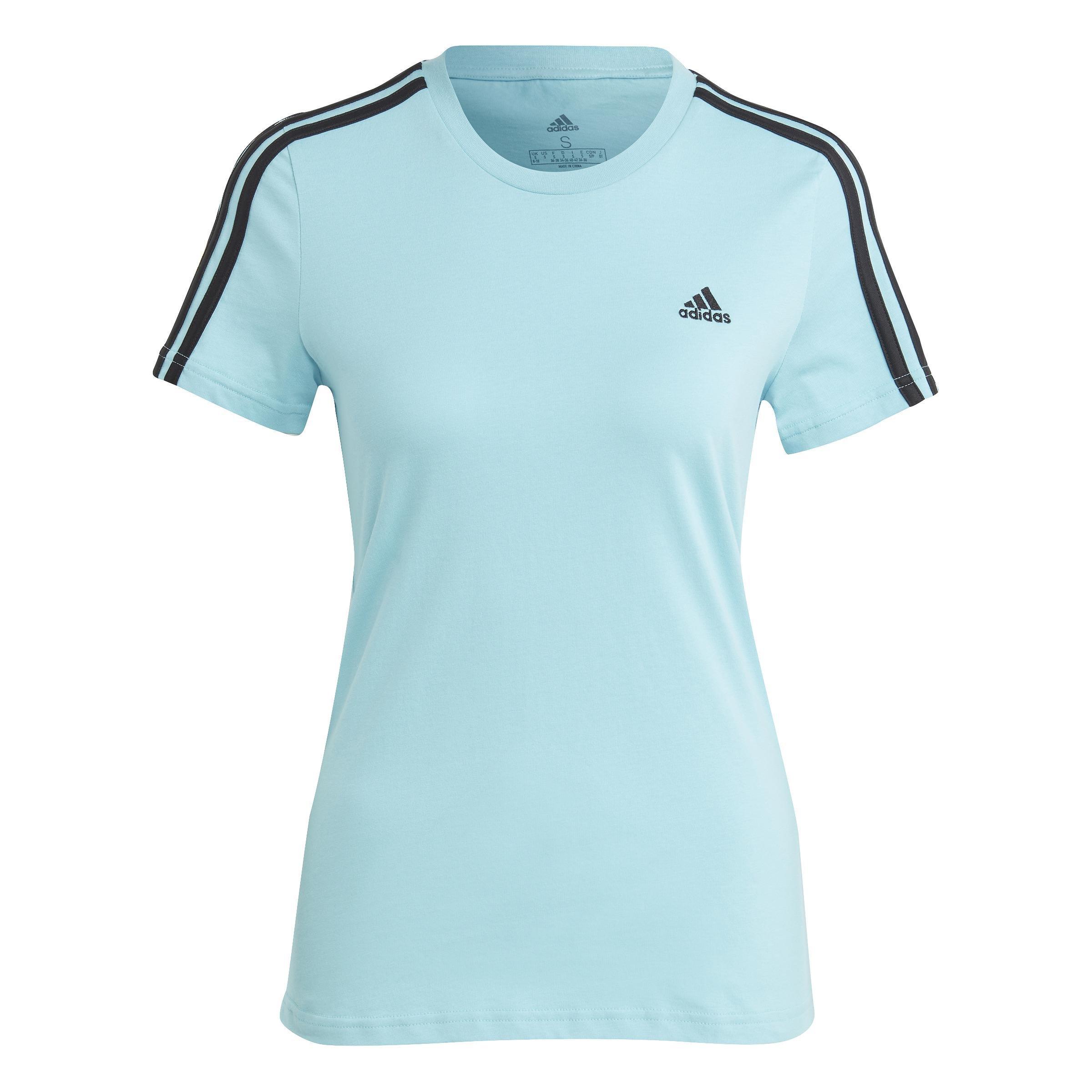 Essentials Slim 3-Stripes T-Shirt, Turquoise, A901_ONE, large image number 0