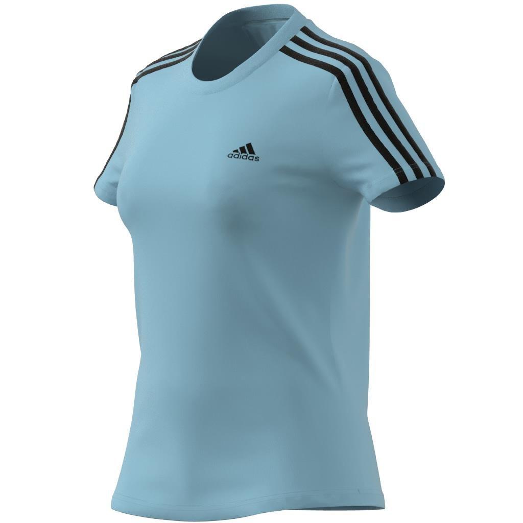 Essentials Slim 3-Stripes T-Shirt, Turquoise, A901_ONE, large image number 7