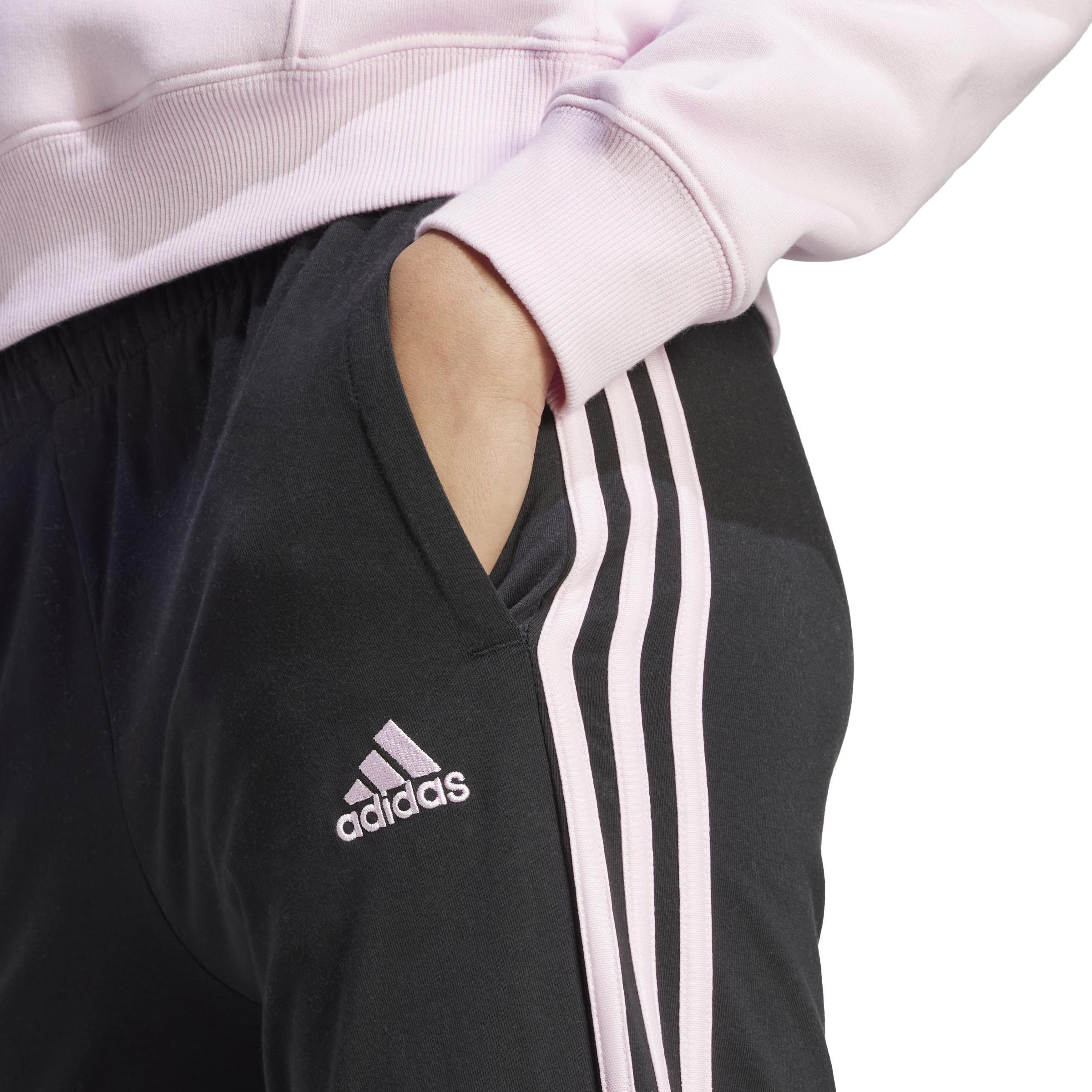 Essentials Single Jersey 3-Stripes Joggers, Black, , large image number 4
