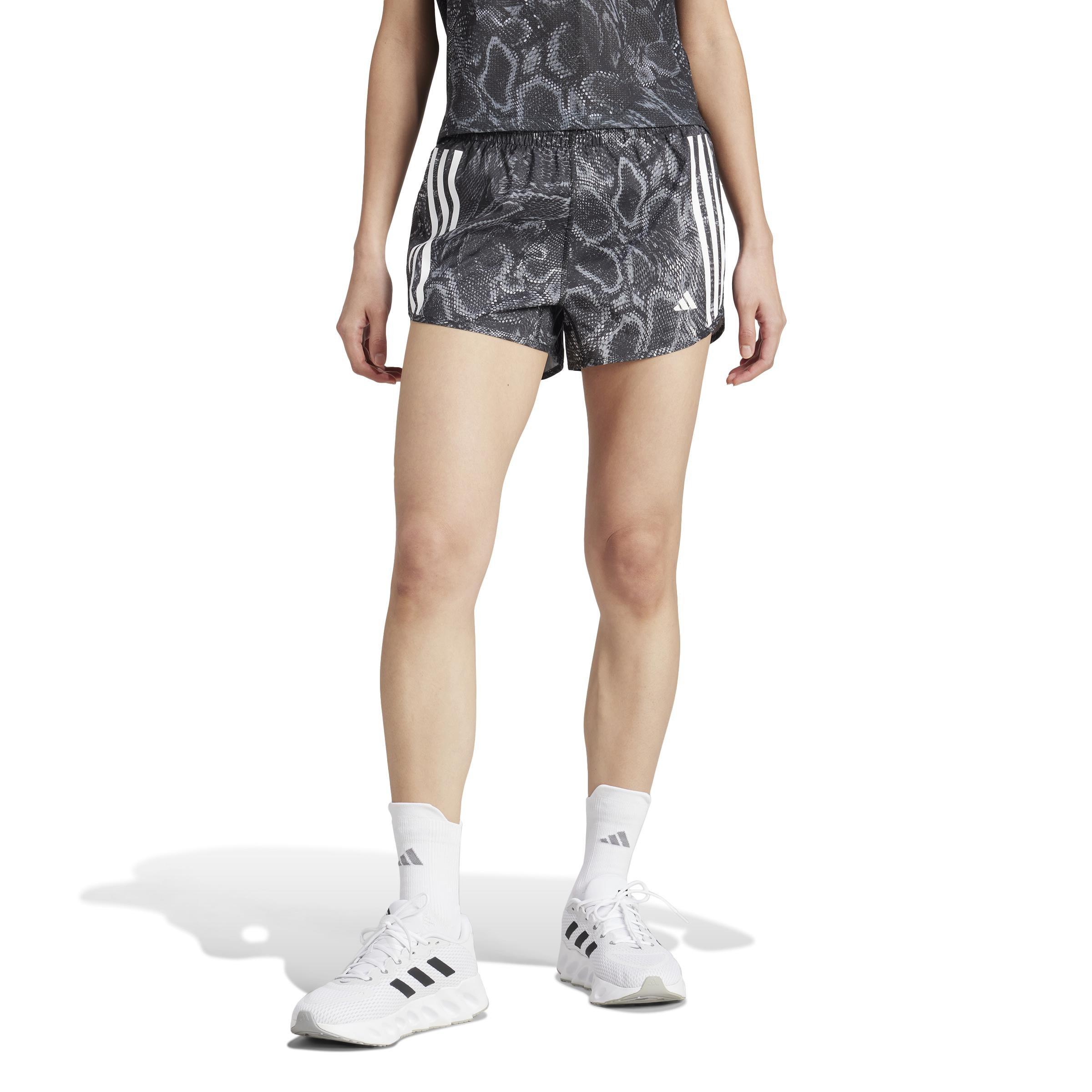 Own the Run Excite Allover Print AEROREADY Shorts, Black, A901_ONE, large image number 7