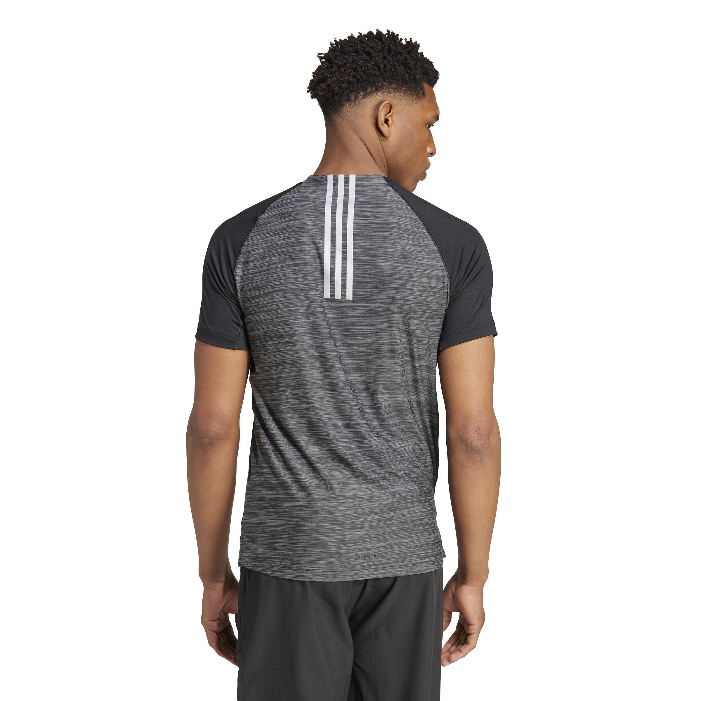 Adidas Gym+ Training 3-Stripes T-Shirt, Black, A901_ONE, large image number 3