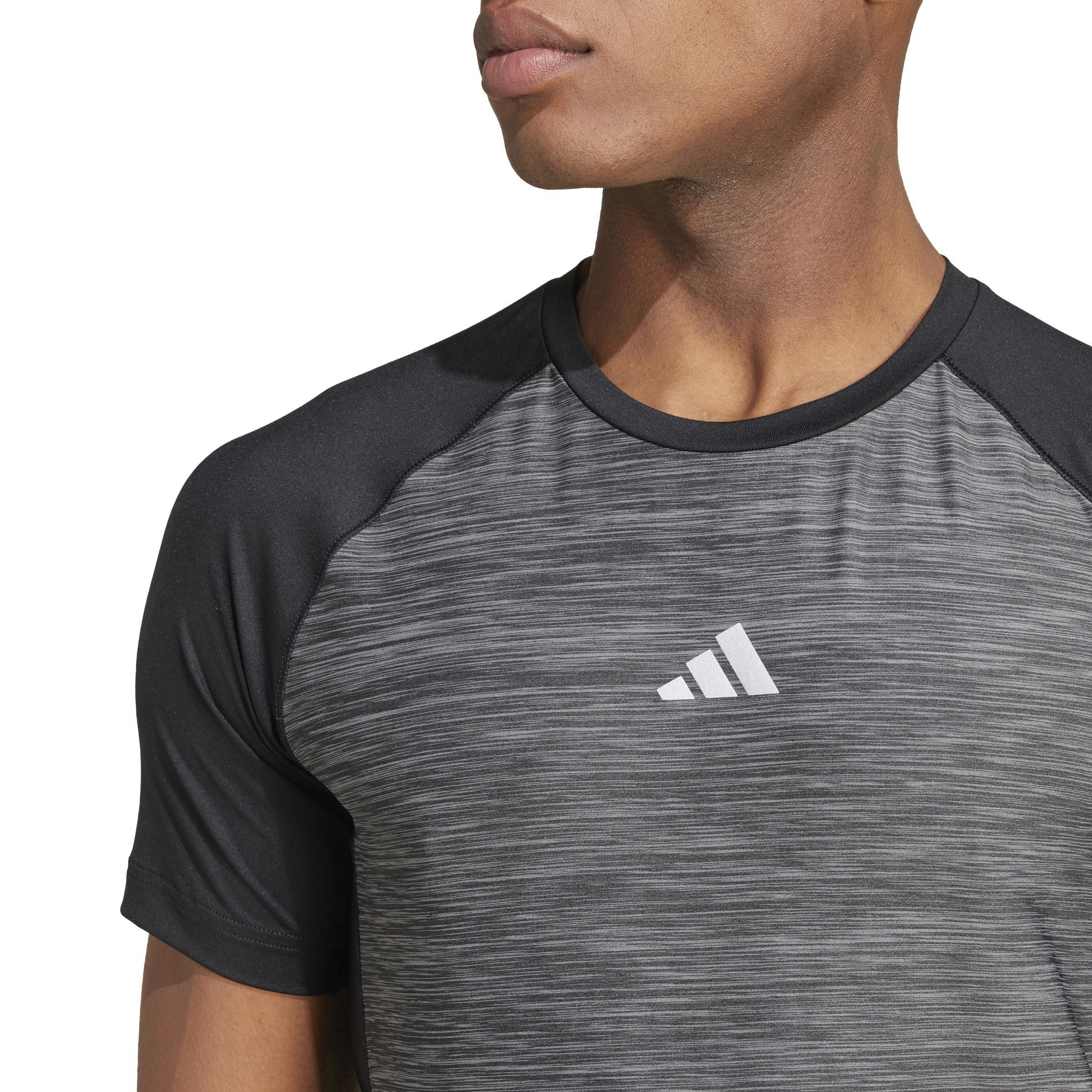 Adidas Gym+ Training 3-Stripes T-Shirt, Black, A901_ONE, large image number 5