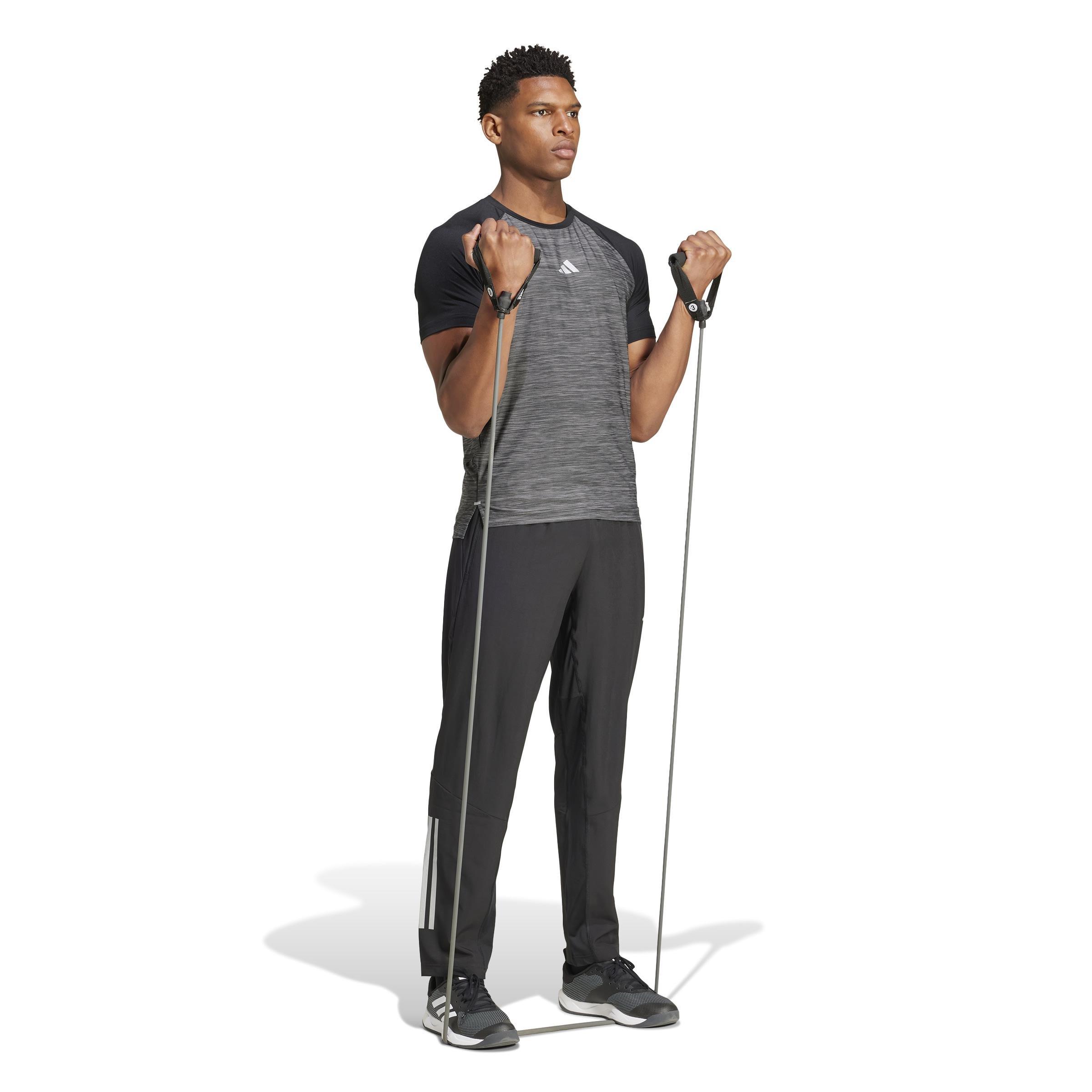 Adidas Gym+ Training 3-Stripes T-Shirt, Black, A901_ONE, large image number 7