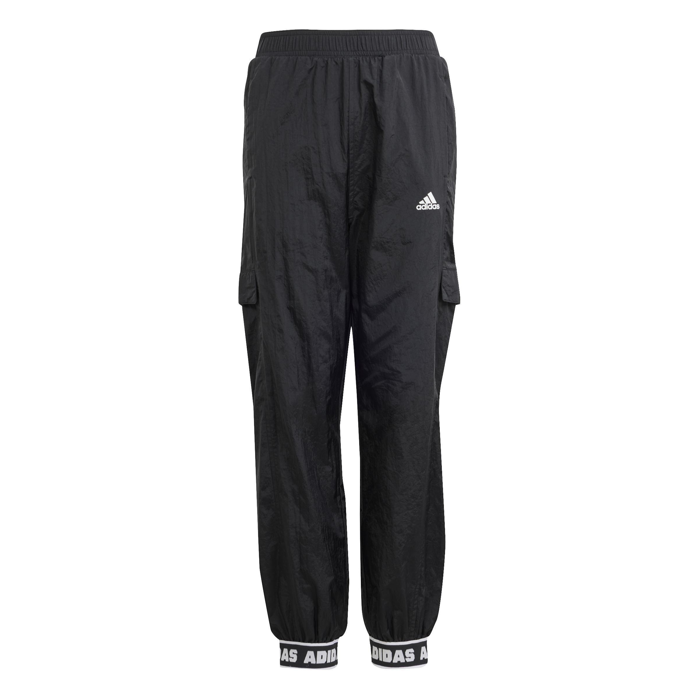 Unisex Kids Dance Woven Cargo Tracksuit Bottoms, Black, A901_ONE, large image number 1