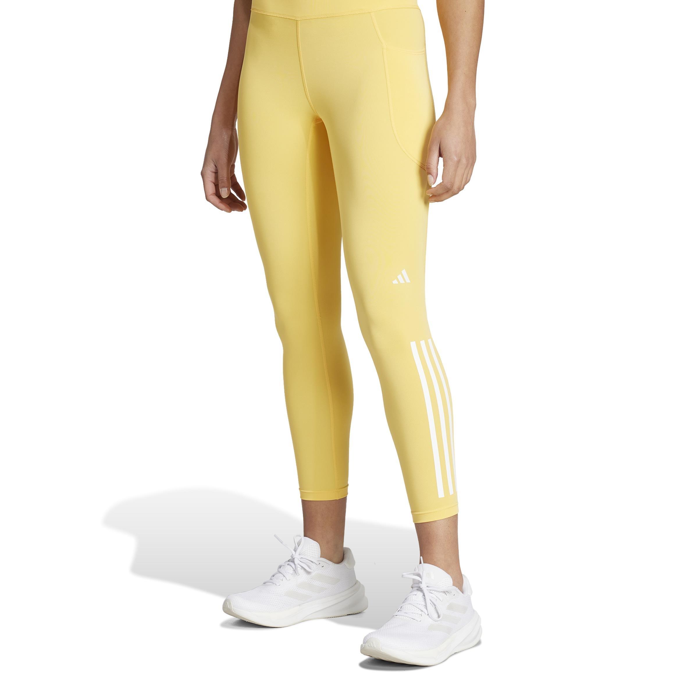 Daily Run 3-Stripes 7/8 Leggings, Yellow, A901_ONE, large image number 2