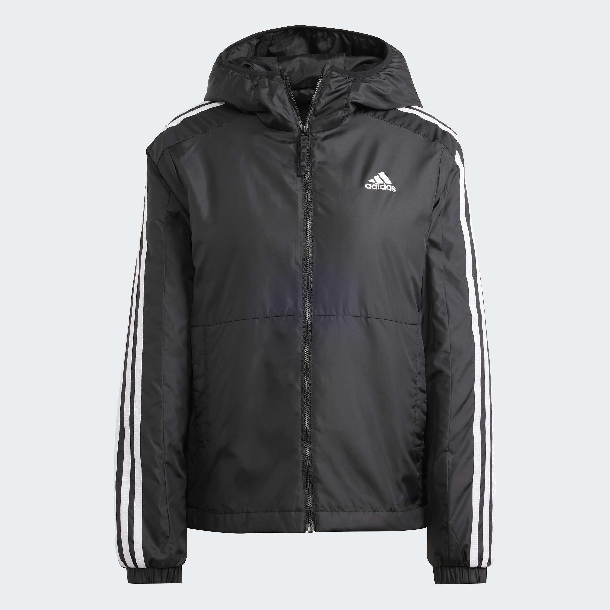 Essentials 3-Stripes Insulated Hooded Jacket, Black, A901_ONE, large image number 0