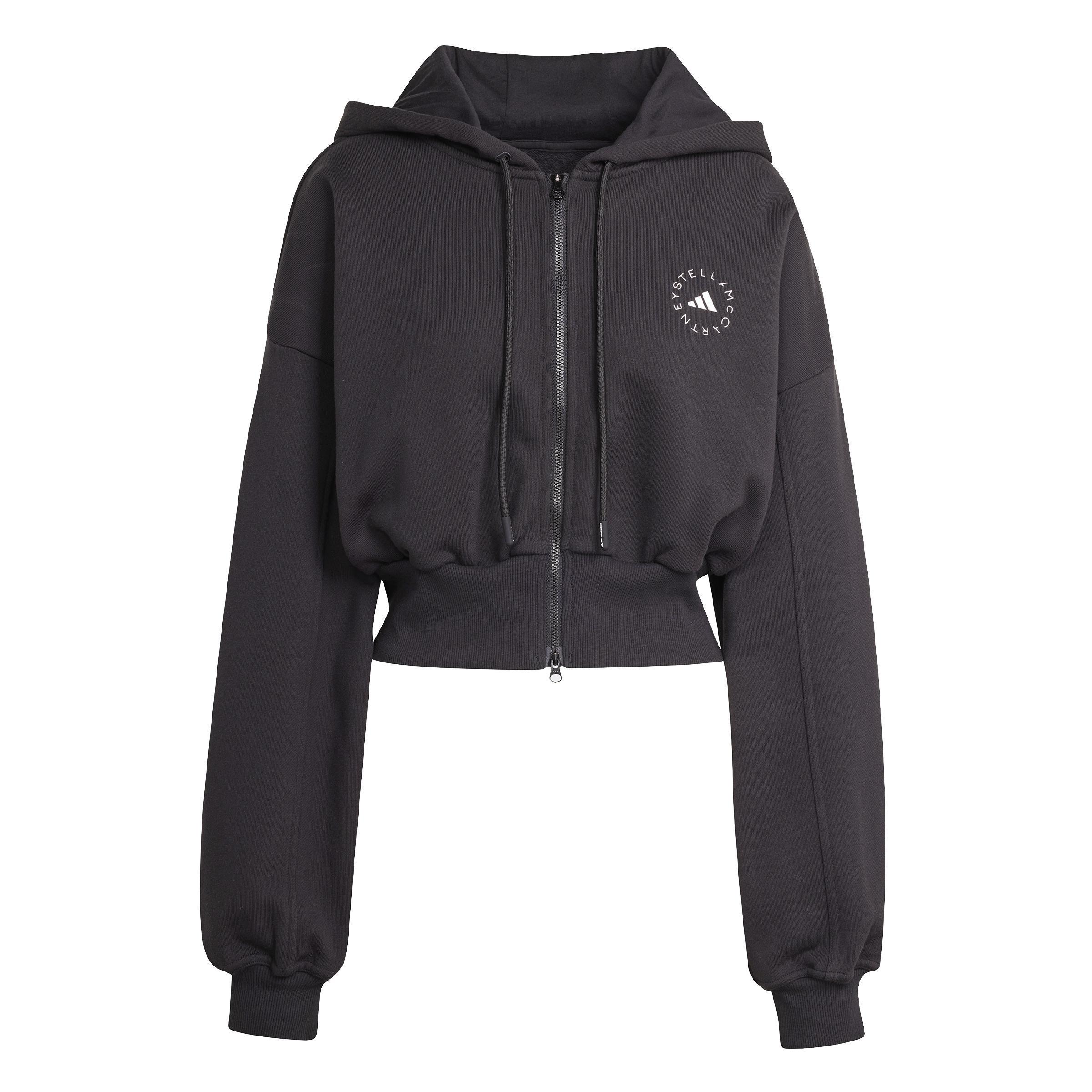 adidas by Stella McCartney Sportswear Cropped Hoodie, Black, A901_ONE, large image number 2