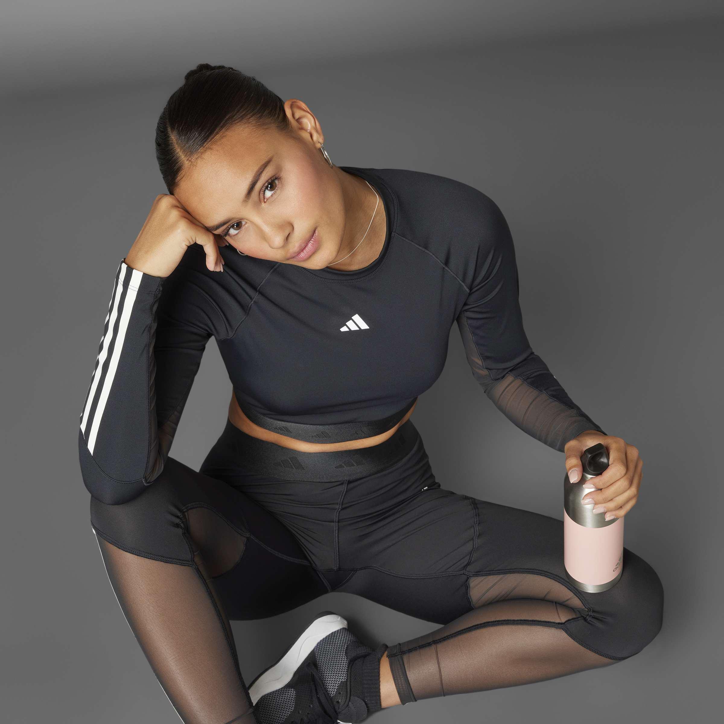 Hyperglam Training Crop Long-Sleeve Top, Multicolour, A901_ONE, large image number 3