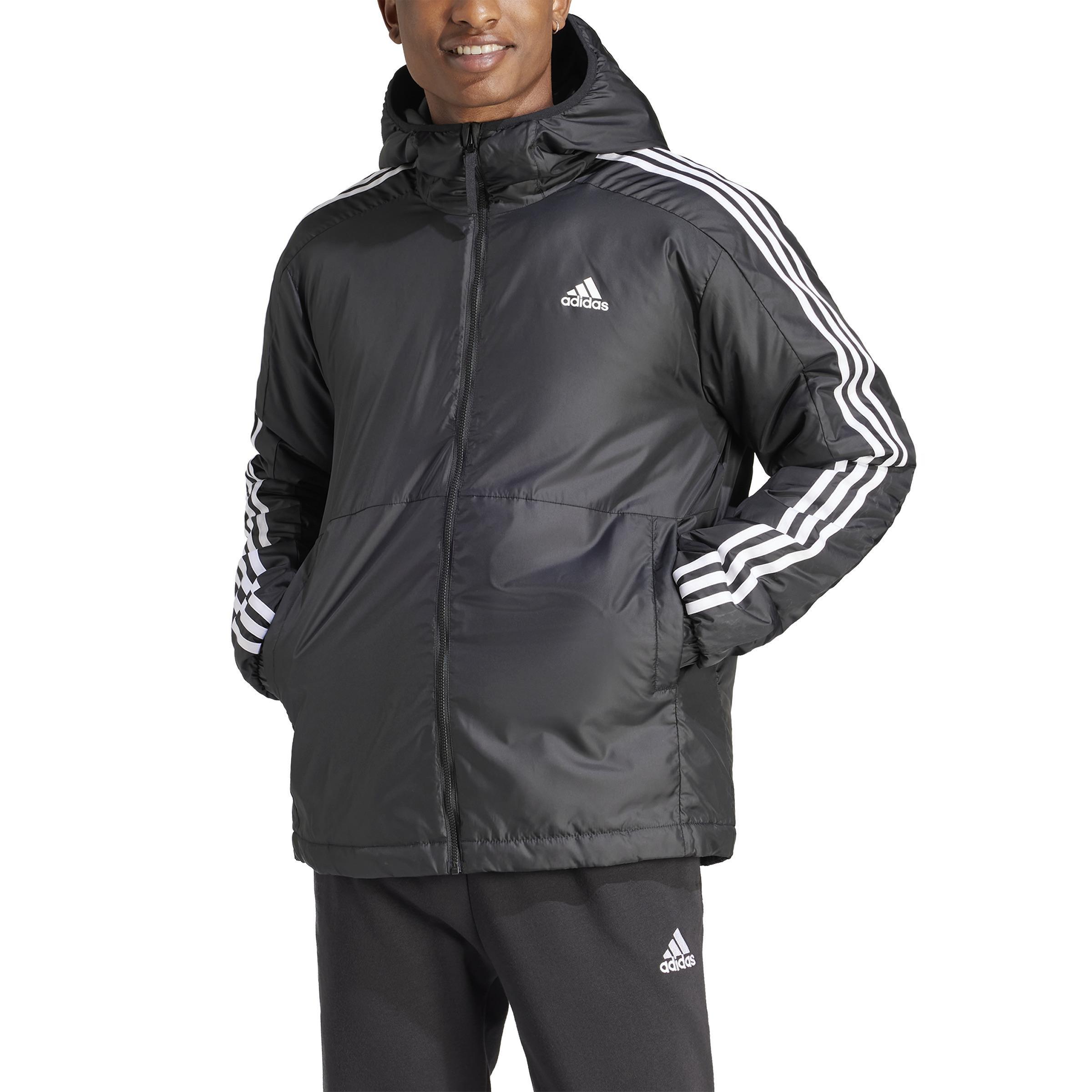Essentials 3-Stripes Insulated Hooded Jacket, Black, A901_ONE, large image number 0