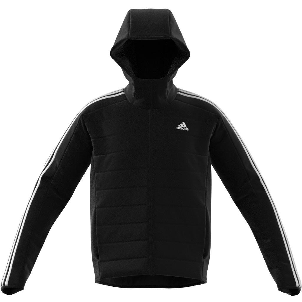 Essentials 3-Stripes Insulated Hooded Hybrid Jacket, Black, , large image number 0