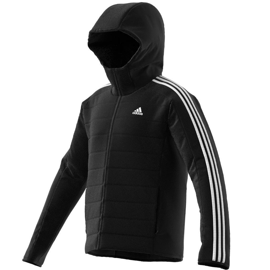 Essentials 3-Stripes Insulated Hooded Hybrid Jacket, Black, , large image number 4