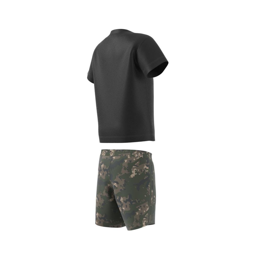 Unisex Kids Camo Shorts And Tee Set, Black, , large image number 8
