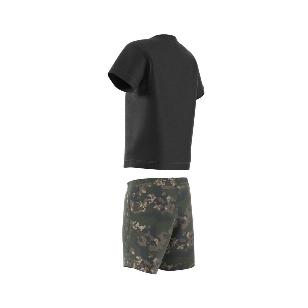 Unisex Kids Camo Shorts And Tee Set, Black, , large image number 9