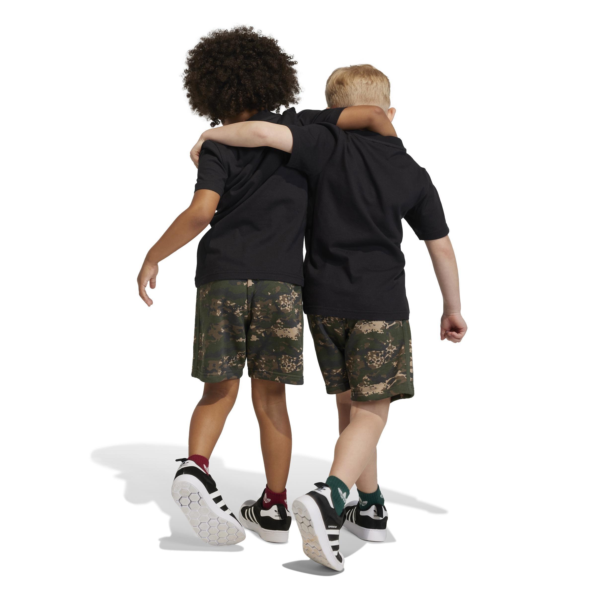 Unisex Kids Camo Shorts And Tee Set, Black, A901_ONE, medium