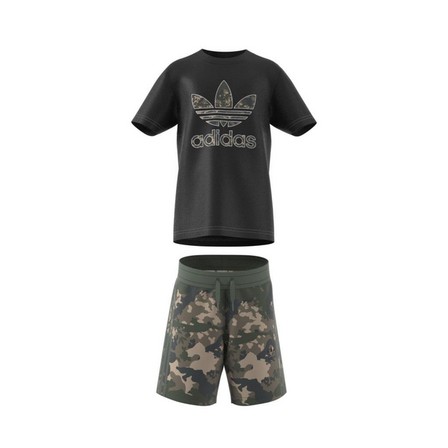 Kids Unisex Camo Shorts And Tee Set, Black, A901_ONE, large image number 7