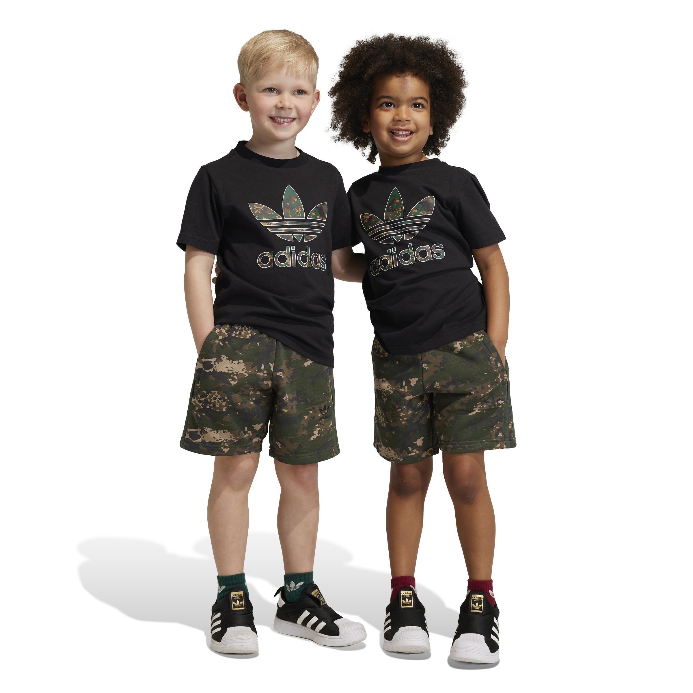 Unisex Kids Camo Shorts And Tee Set, Black, , large image number 9