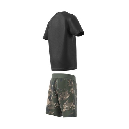 Kids Unisex Camo Shorts And Tee Set, Black, A901_ONE, large image number 11