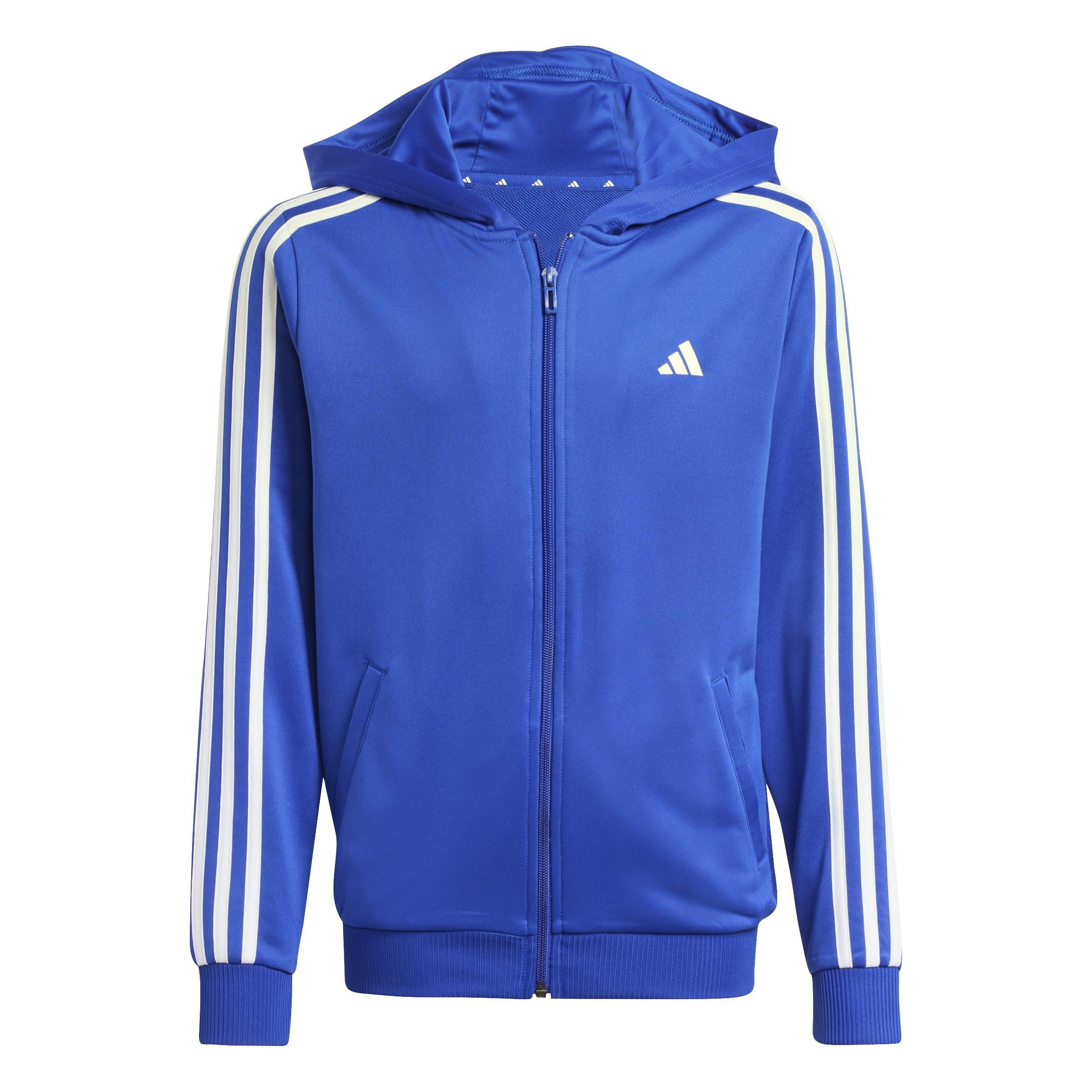 Kids Train Essentials AEROREADY 3-Stripes Regular-Fit Full-Zip Hoodie, Blue, , medium