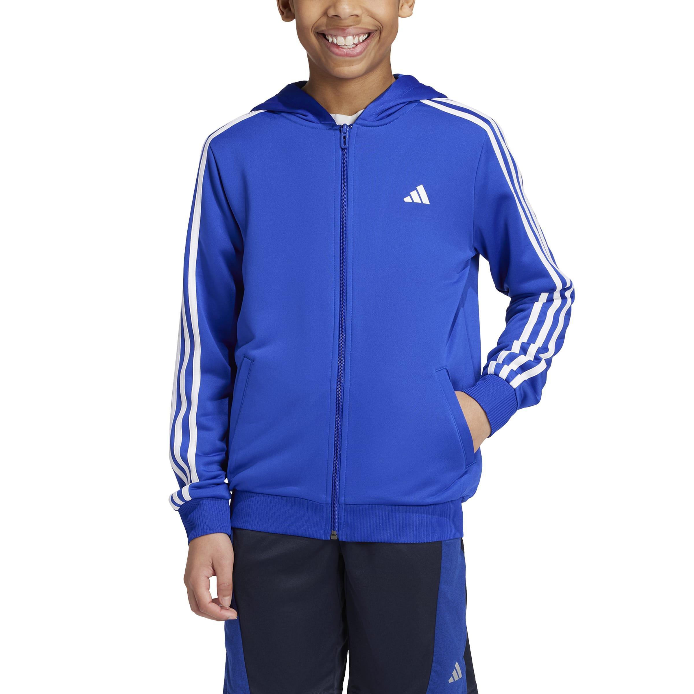 Kids Train Essentials AEROREADY 3-Stripes Regular-Fit Full-Zip Hoodie, Blue, A901_ONE, medium