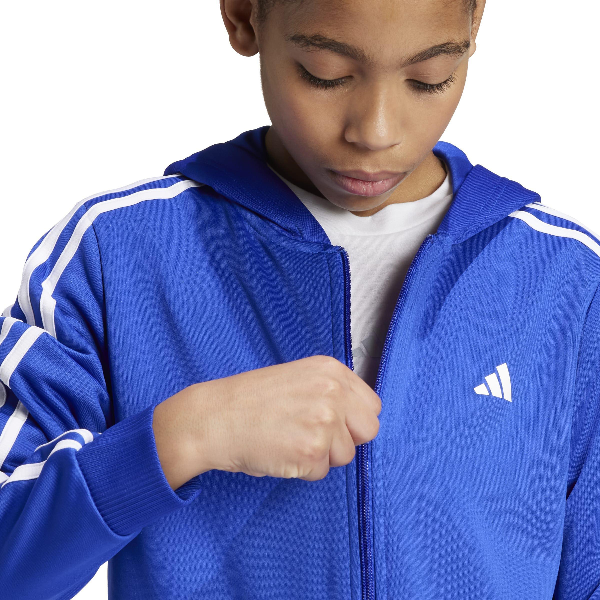 Kids Train Essentials AEROREADY 3-Stripes Regular-Fit Full-Zip Hoodie, Blue, , large image number 5