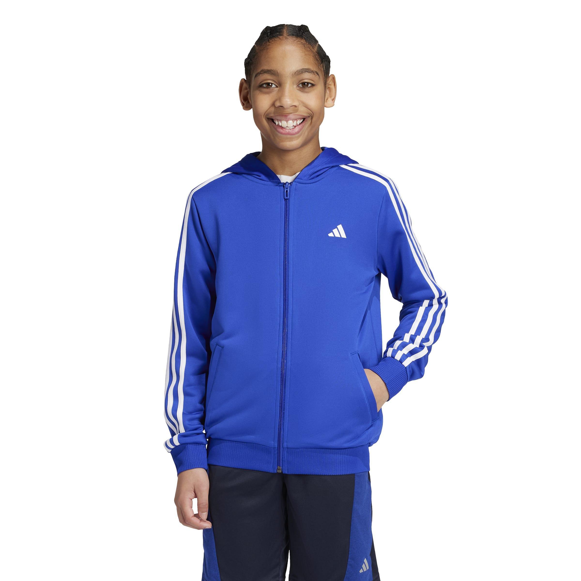 Kids Train Essentials AEROREADY 3-Stripes Regular-Fit Full-Zip Hoodie, Blue, , large image number 12