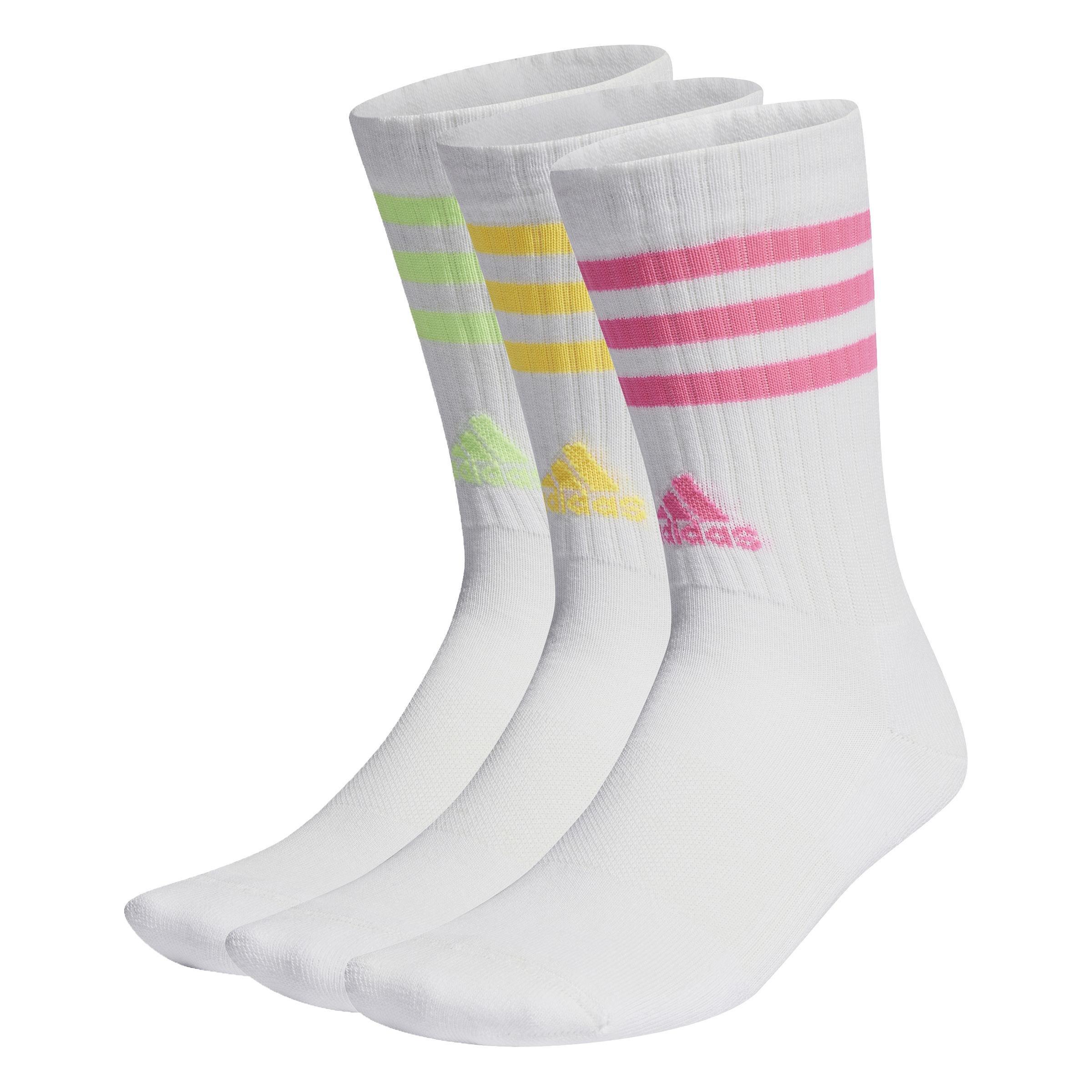Unisex 3-Stripes Cushioned Crew Socks 3 Pairs, Multicolour, , large image number 0