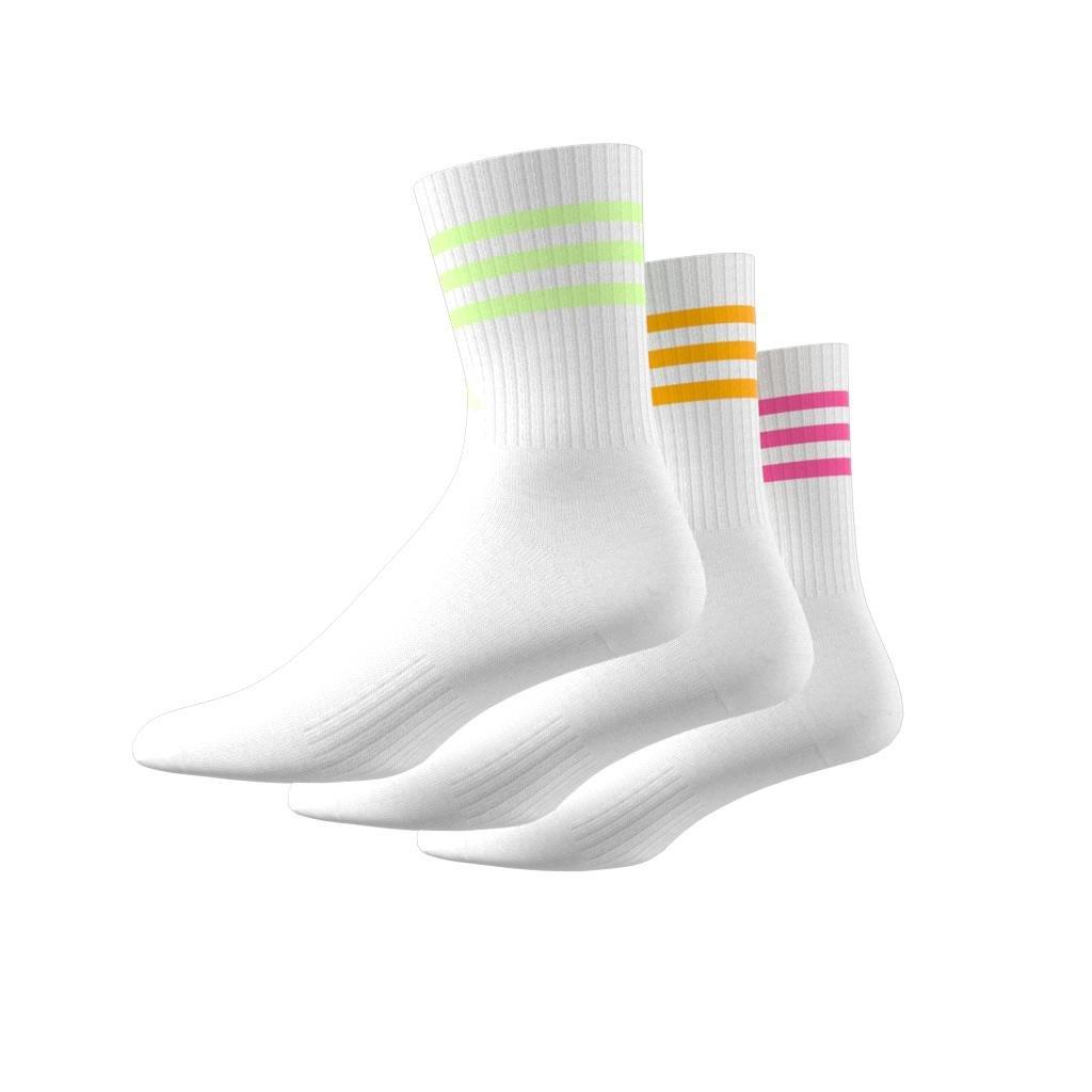 Unisex 3-Stripes Cushioned Crew Socks 3 Pairs, Multicolour, A901_ONE, medium