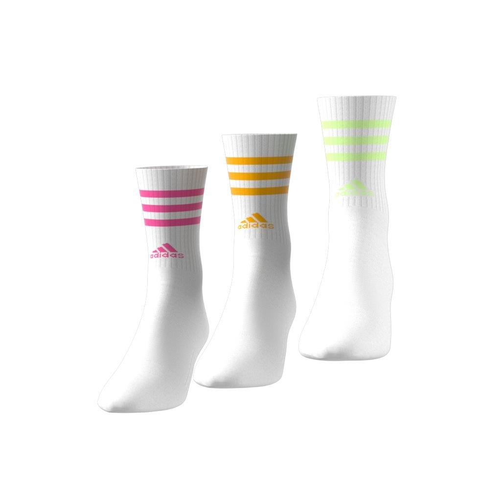 Unisex 3-Stripes Cushioned Crew Socks 3 Pairs, Multicolour, , large image number 2