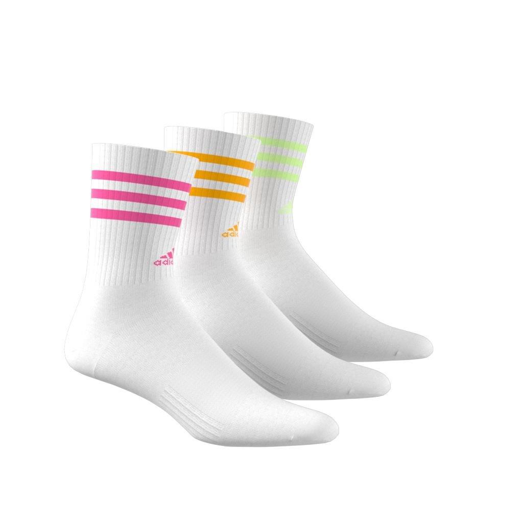 Unisex 3-Stripes Cushioned Crew Socks 3 Pairs, Multicolour, , large image number 5