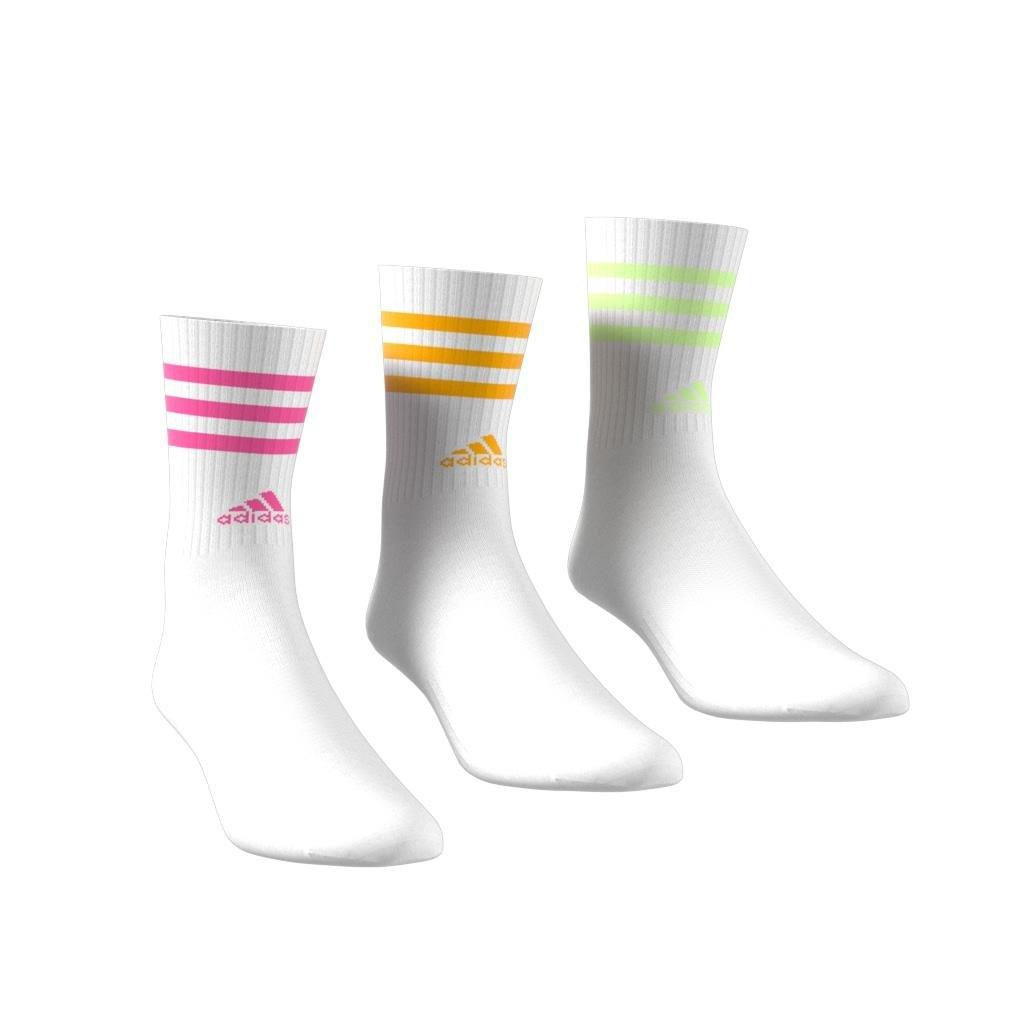 Unisex 3-Stripes Cushioned Crew Socks 3 Pairs, Multicolour, A901_ONE, large image number 8