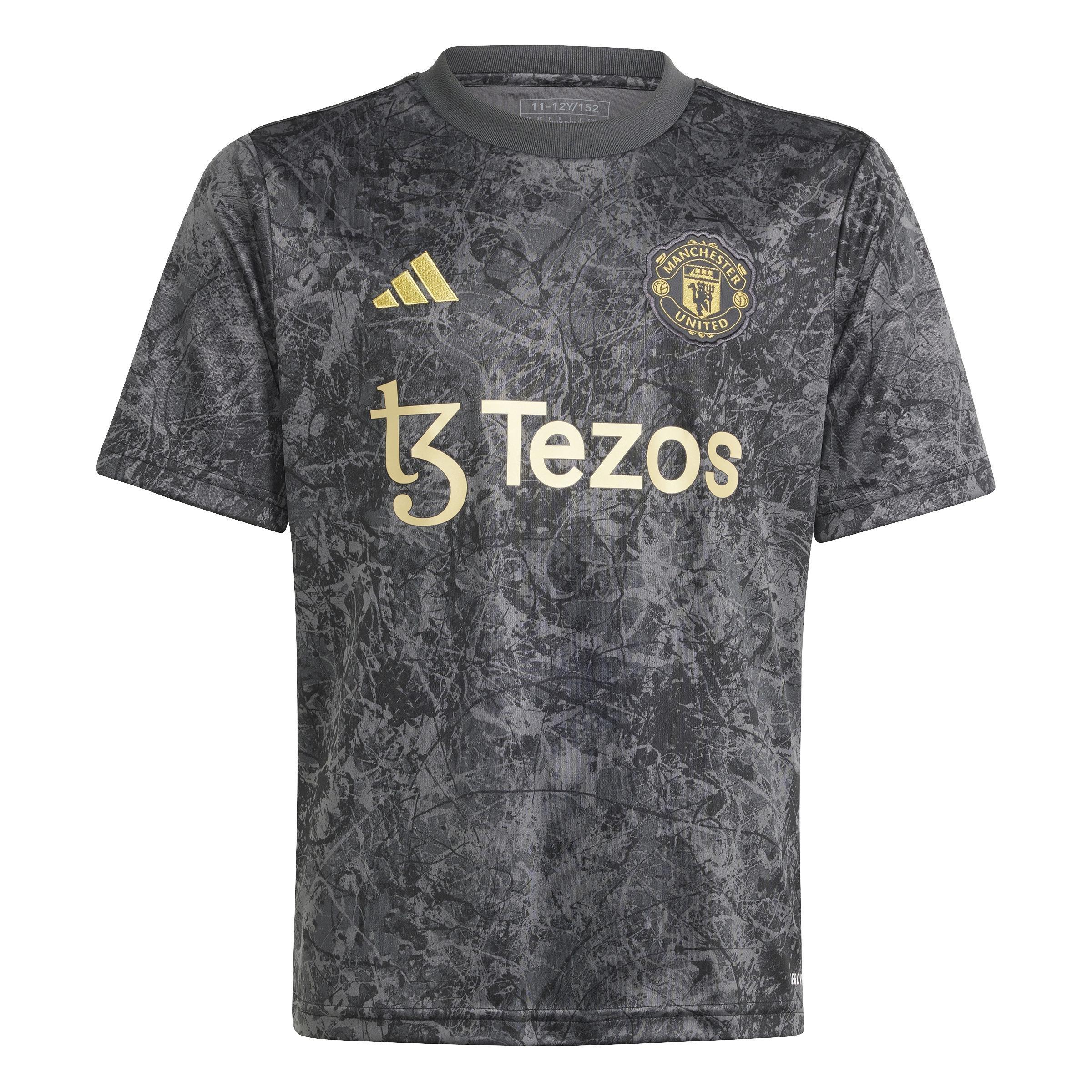 Kids Manchester United Stone Roses Pre-Match Jersey, Black, A901_ONE, large image number 1