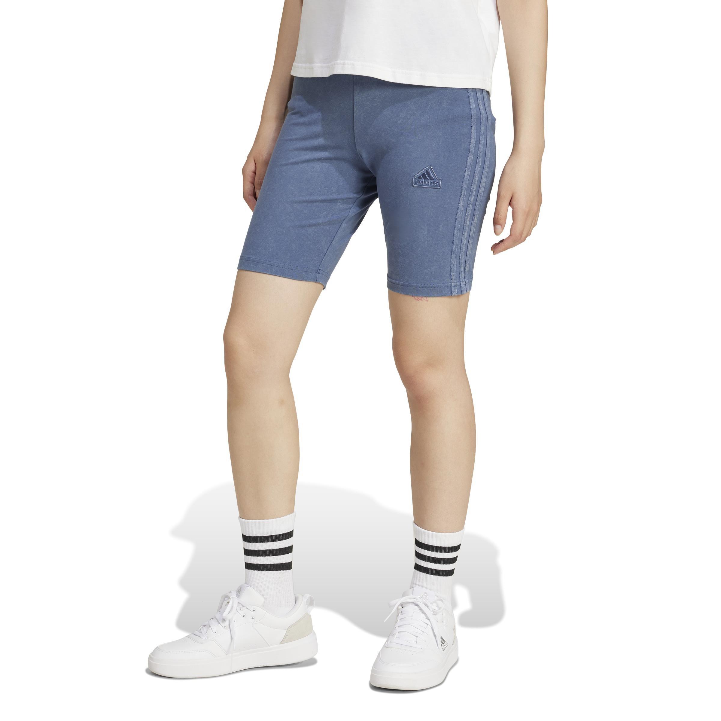 ALL SZN 3-Stripes Garment Wash Bike Shorts, Blue, , large image number 5