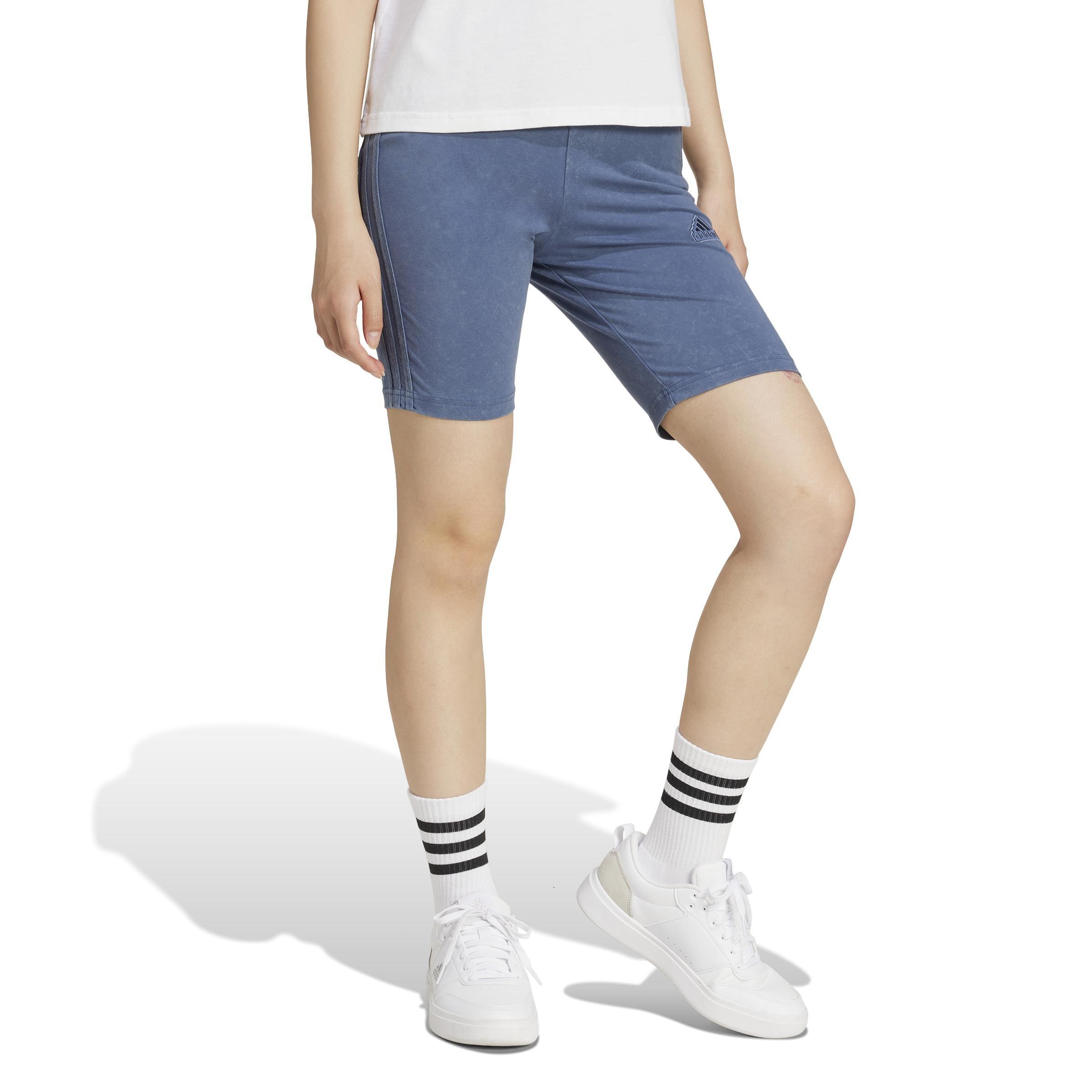 ALL SZN 3-Stripes Garment Wash Bike Shorts, Blue, , large image number 6