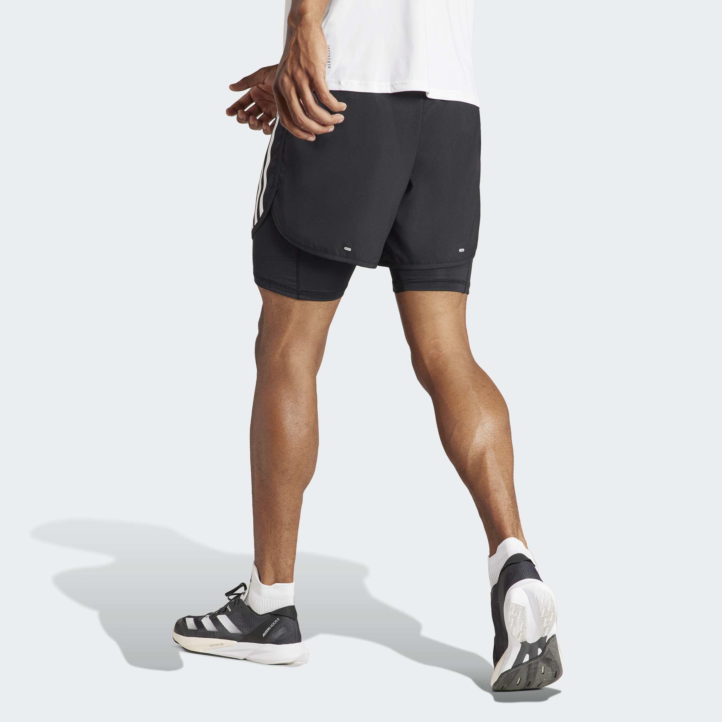 Own the Run 3-Stripes 2-in-1 Shorts, Black