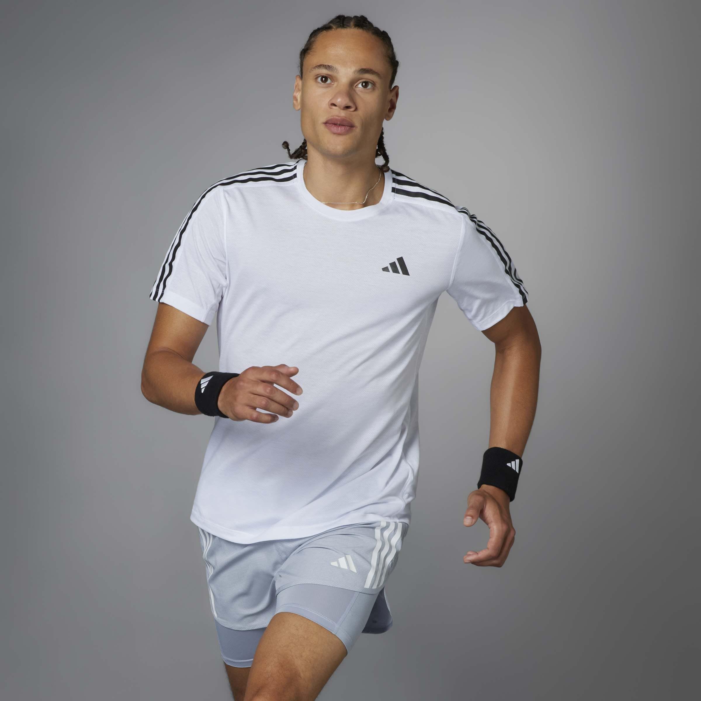 Own the Run 3-Stripes T-Shirt, White, A901_ONE, large image number 1