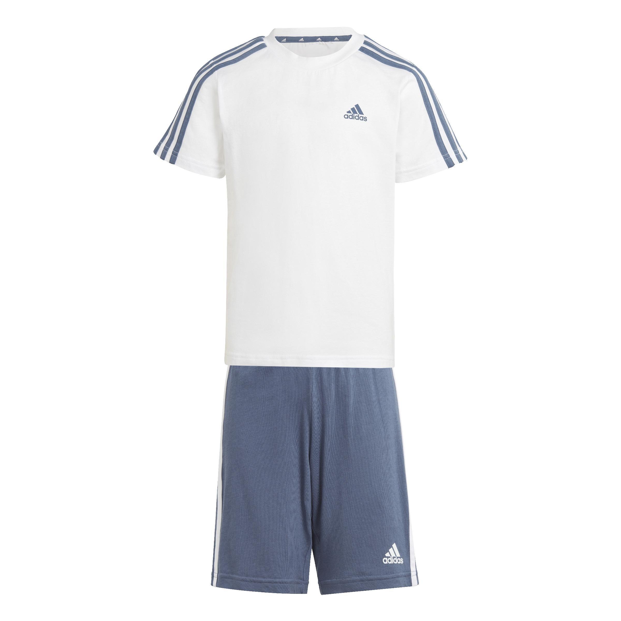 Unisex Essentials 3-Stripes Tee And Shorts Set, White, A901_ONE, large image number 0