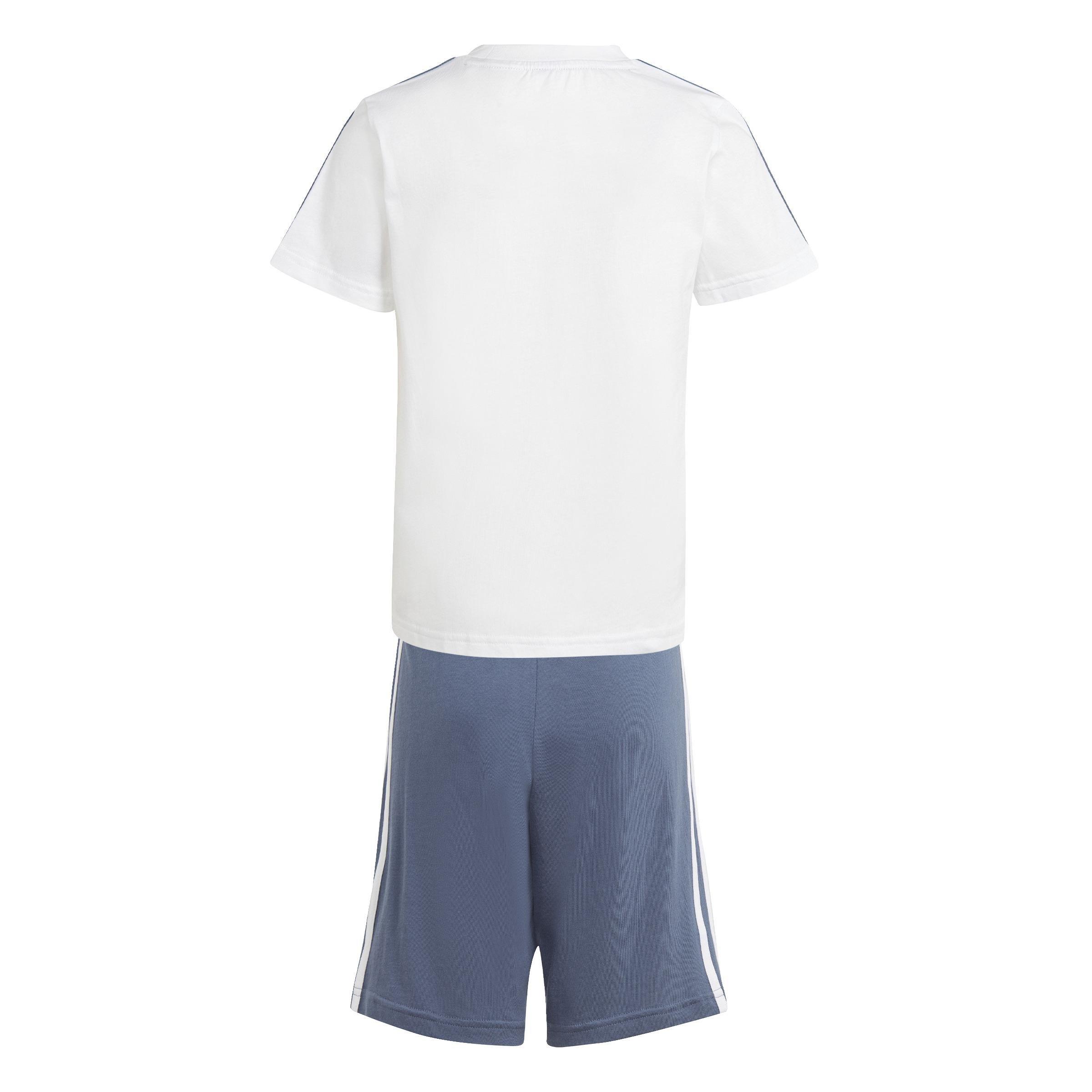 Unisex Essentials 3-Stripes Tee And Shorts Set, White, A901_ONE, large image number 1