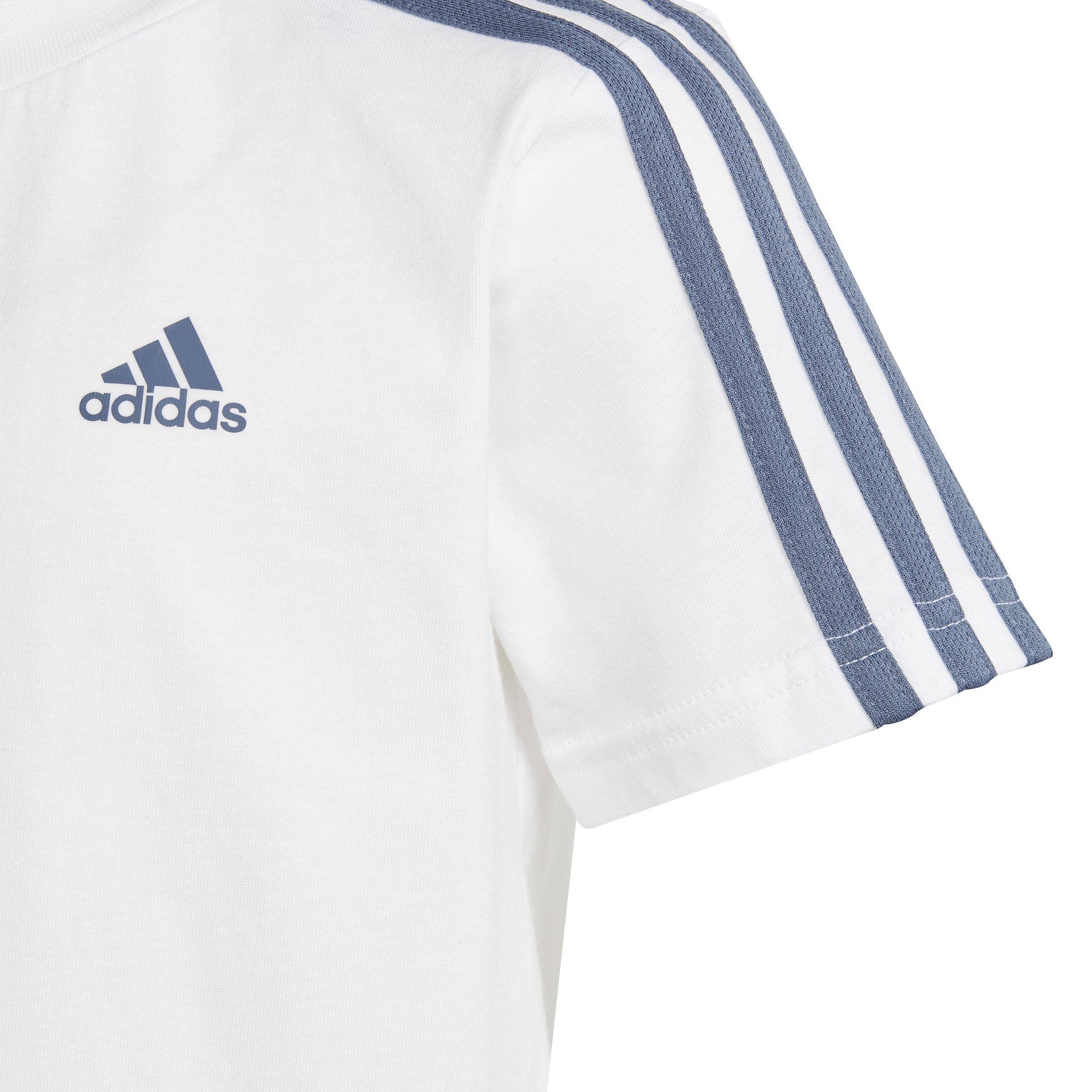 Unisex Essentials 3-Stripes Tee And Shorts Set, White, A901_ONE, large image number 3